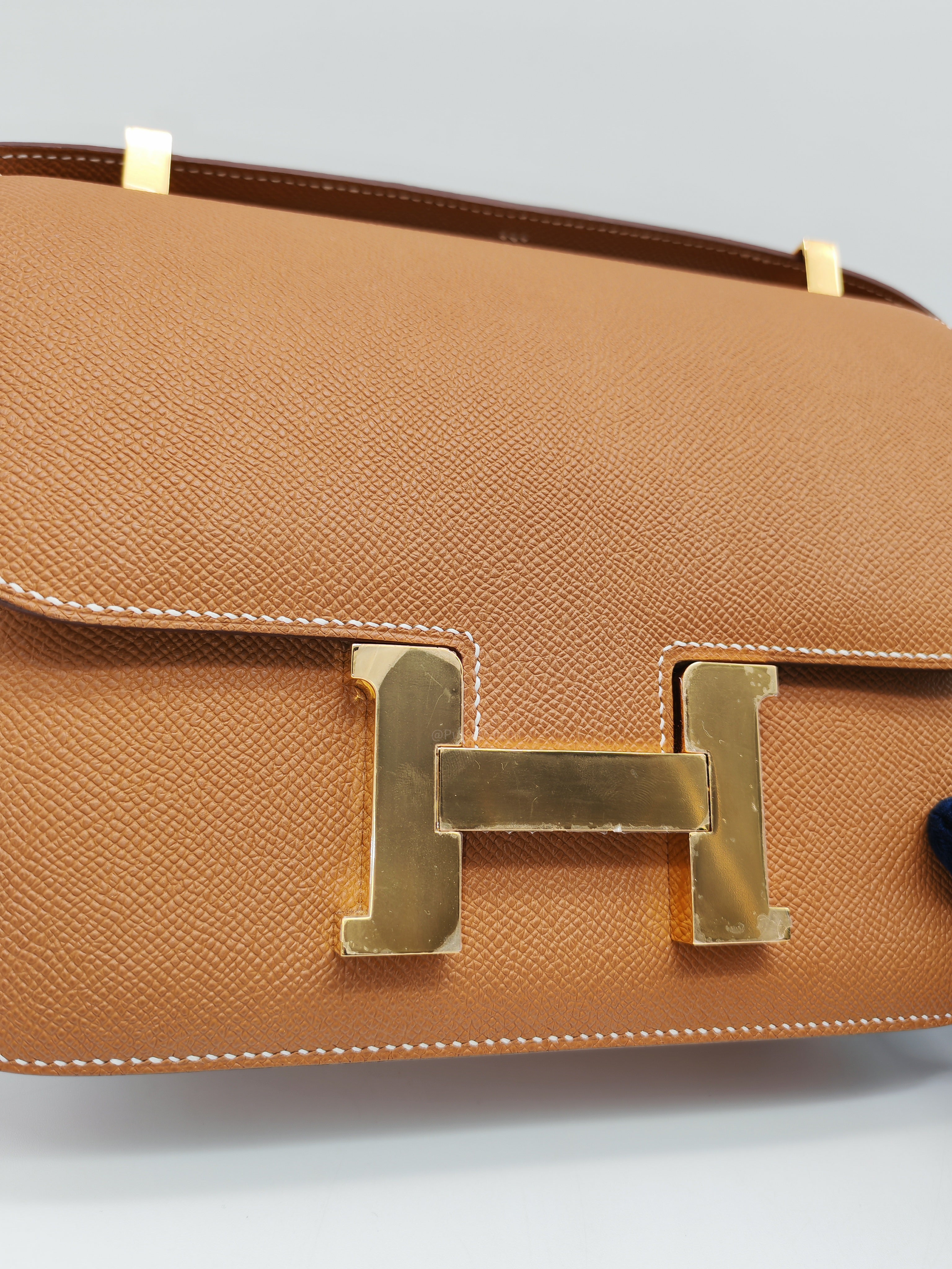 Hermes Constance 24 in Gold Epsom Leather and Gold Hardware Stamp U (2022) | Purse Maison Luxury Bags Shop