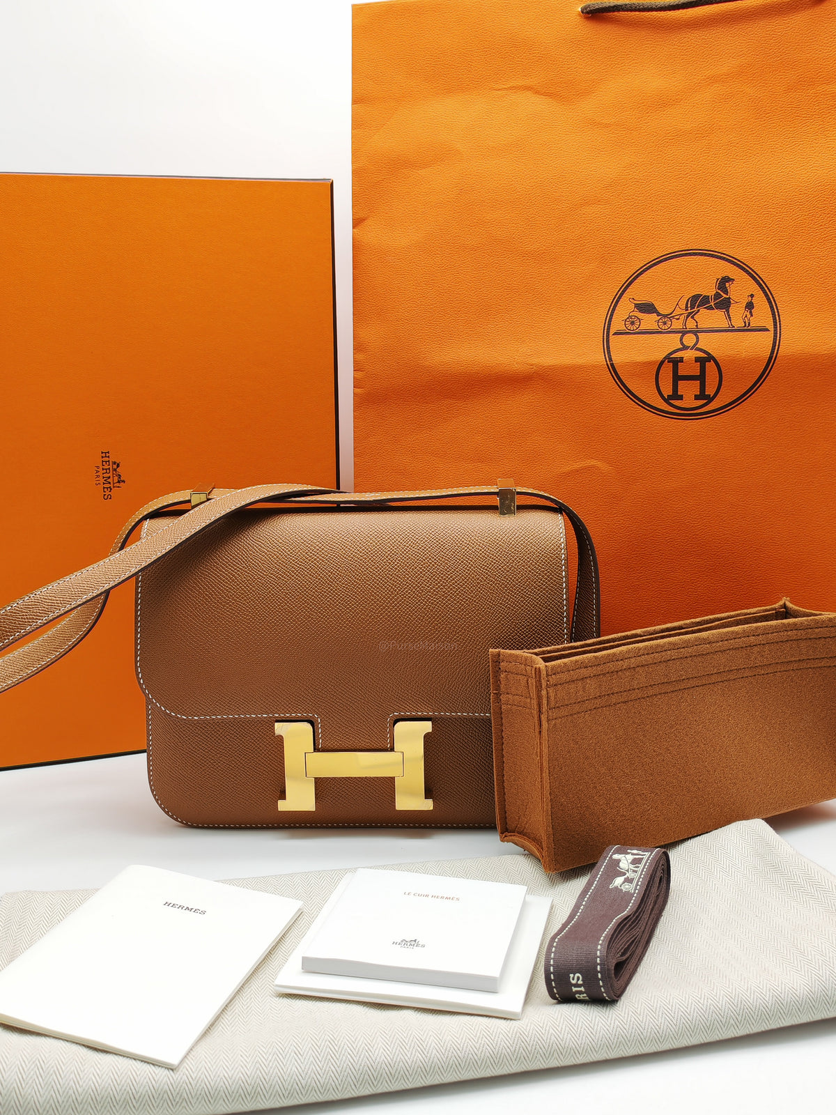 Hermes Constance 24 in Gold Epsom Leather and Gold Hardware Stamp U (2022) | Purse Maison Luxury Bags Shop