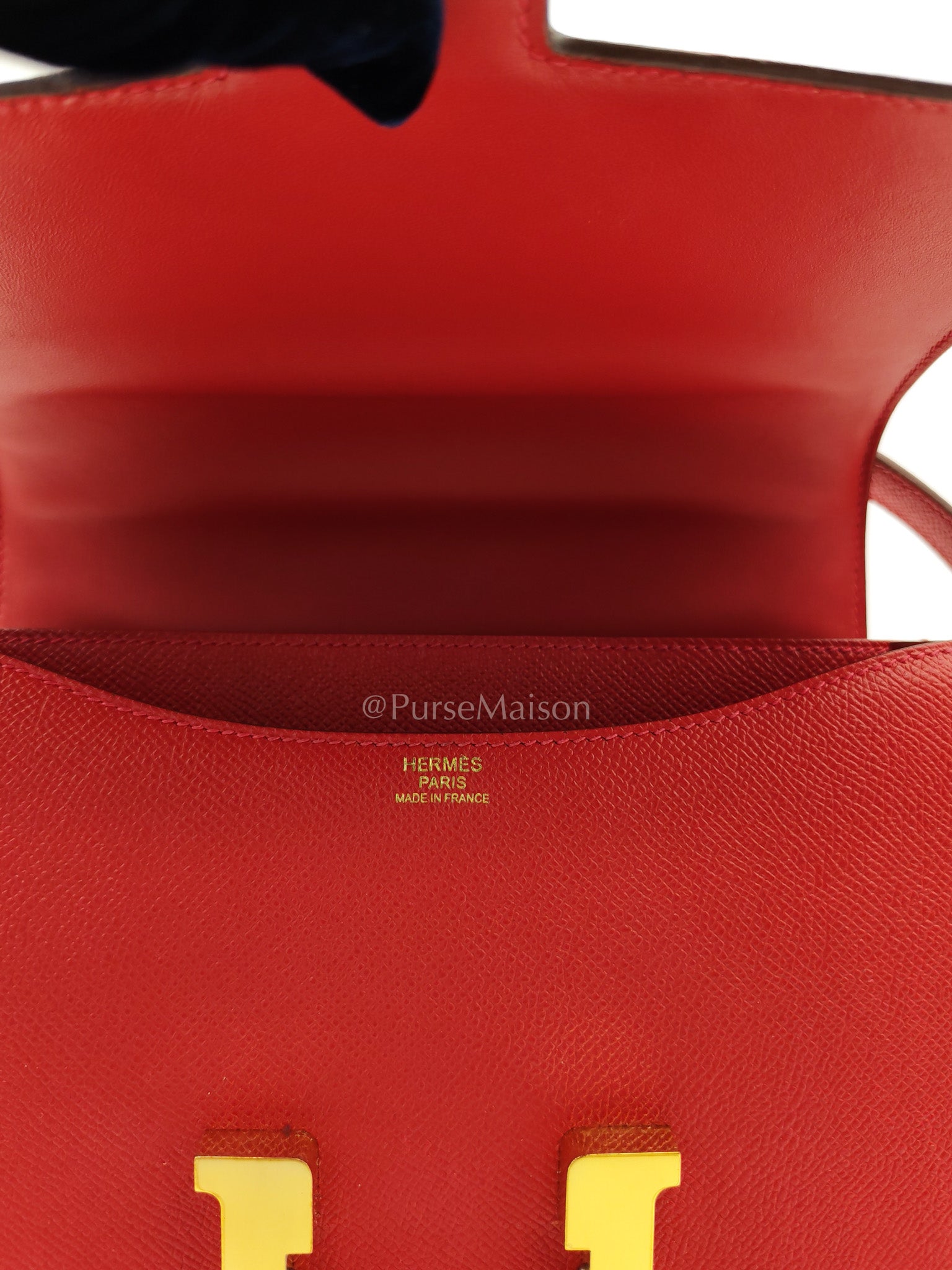 Constance 24 in Red Epsom Leather and Gold Hardware Stamp X (2016) | Purse Maison Luxury Bags Shop