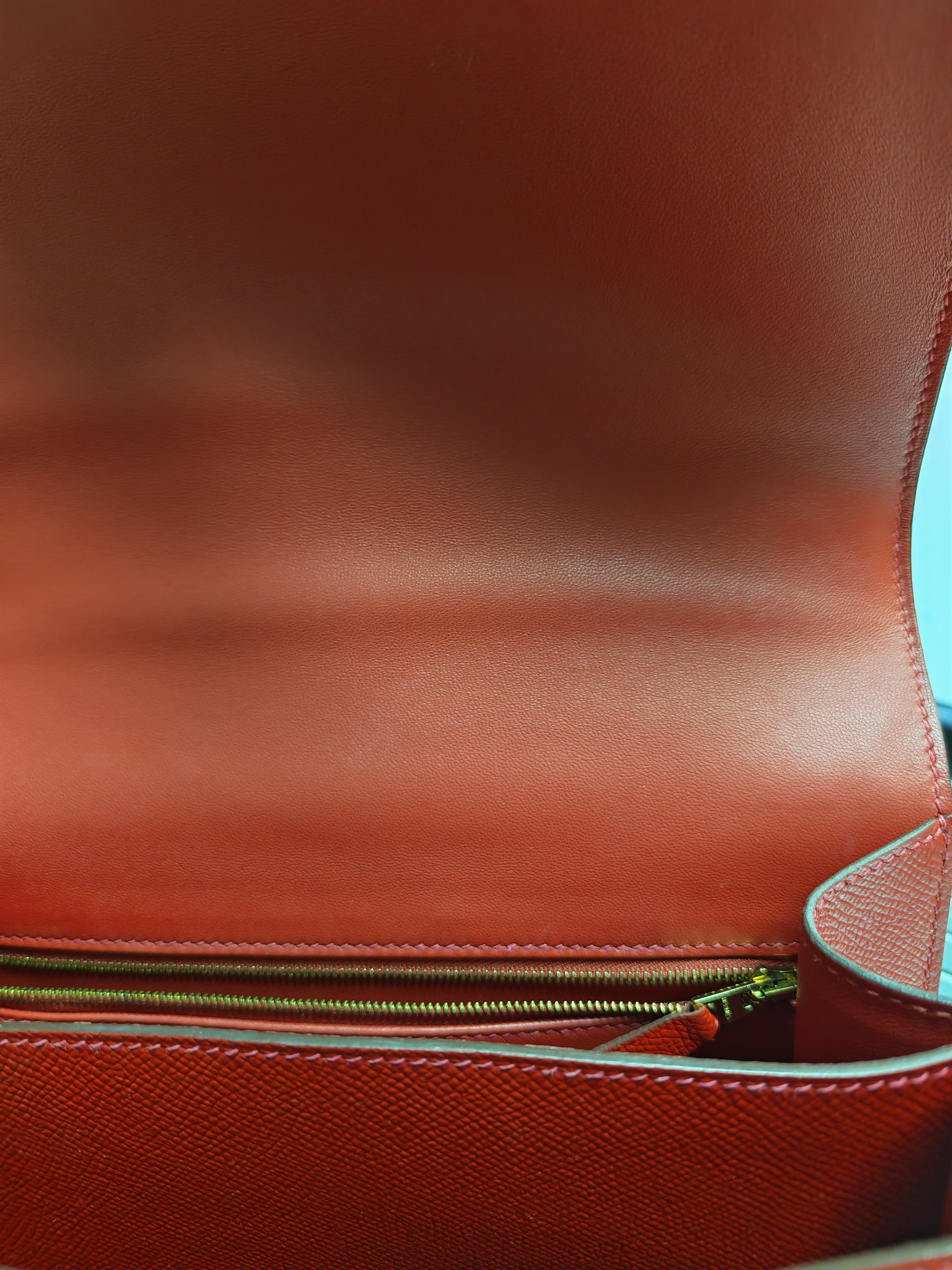 Constance 24 in Red Epsom Leather and Gold Hardware Stamp X (2016) | Purse Maison Luxury Bags Shop