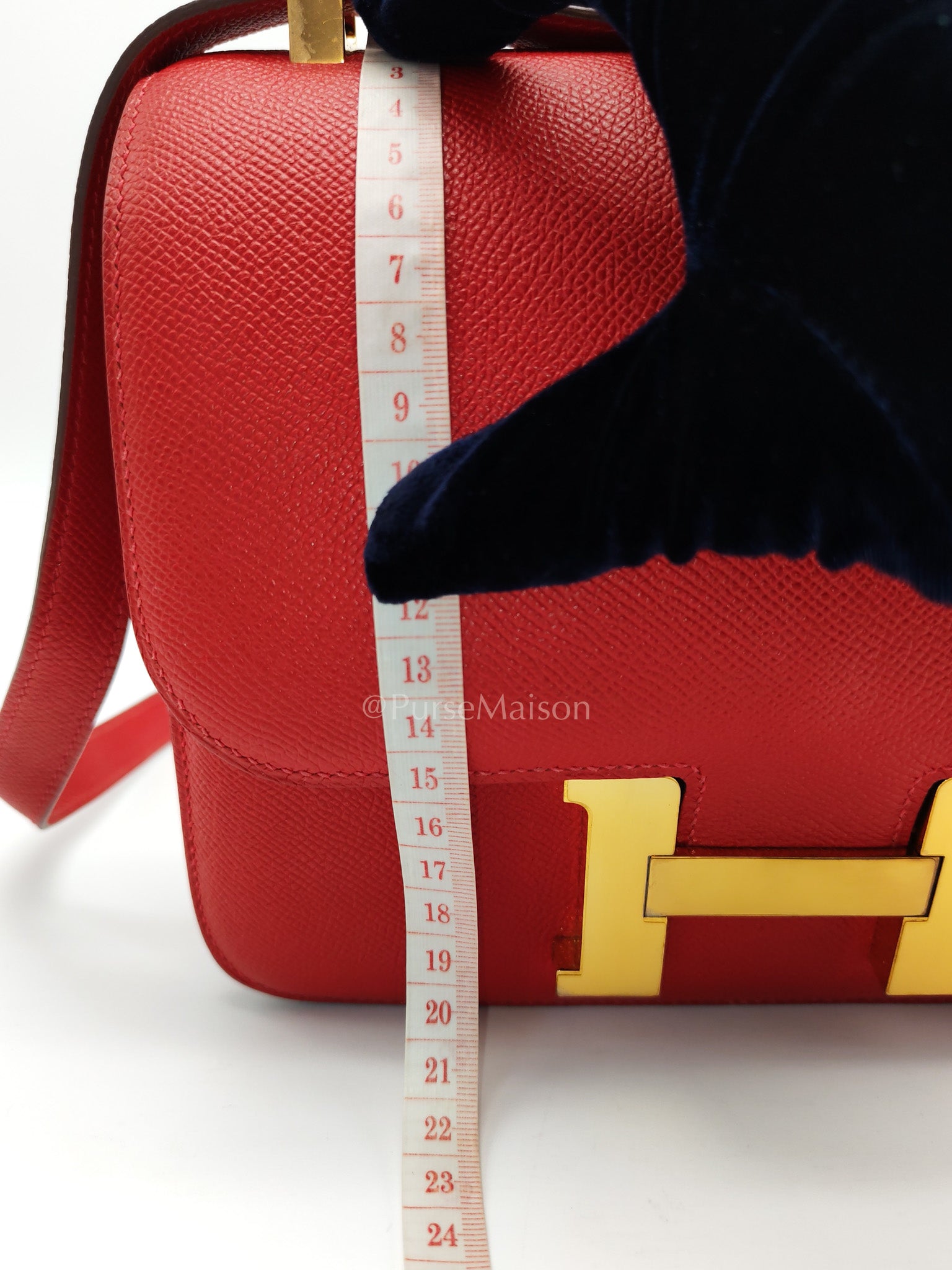 Constance 24 in Red Epsom Leather and Gold Hardware Stamp X (2016) | Purse Maison Luxury Bags Shop