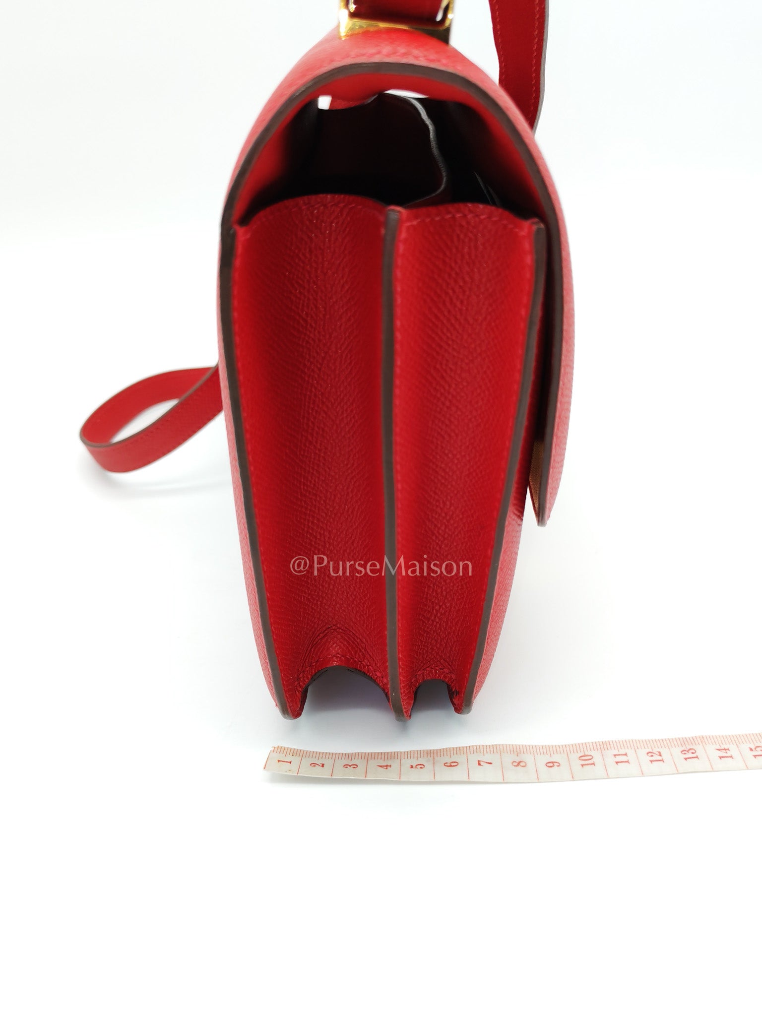 Constance 24 in Red Epsom Leather and Gold Hardware Stamp X (2016) | Purse Maison Luxury Bags Shop