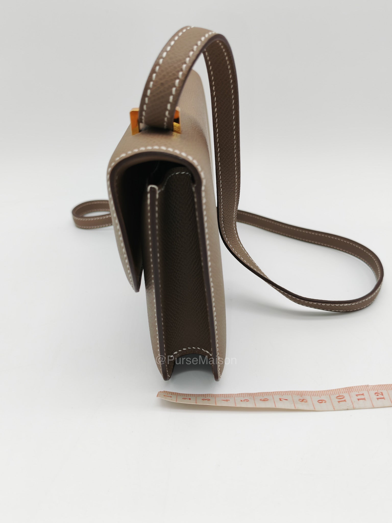 Hermes Constance Elan in Etoupe Epsom Leather and Gold Hardware Stamp B (2023) | Purse Maison Luxury Bags Shop