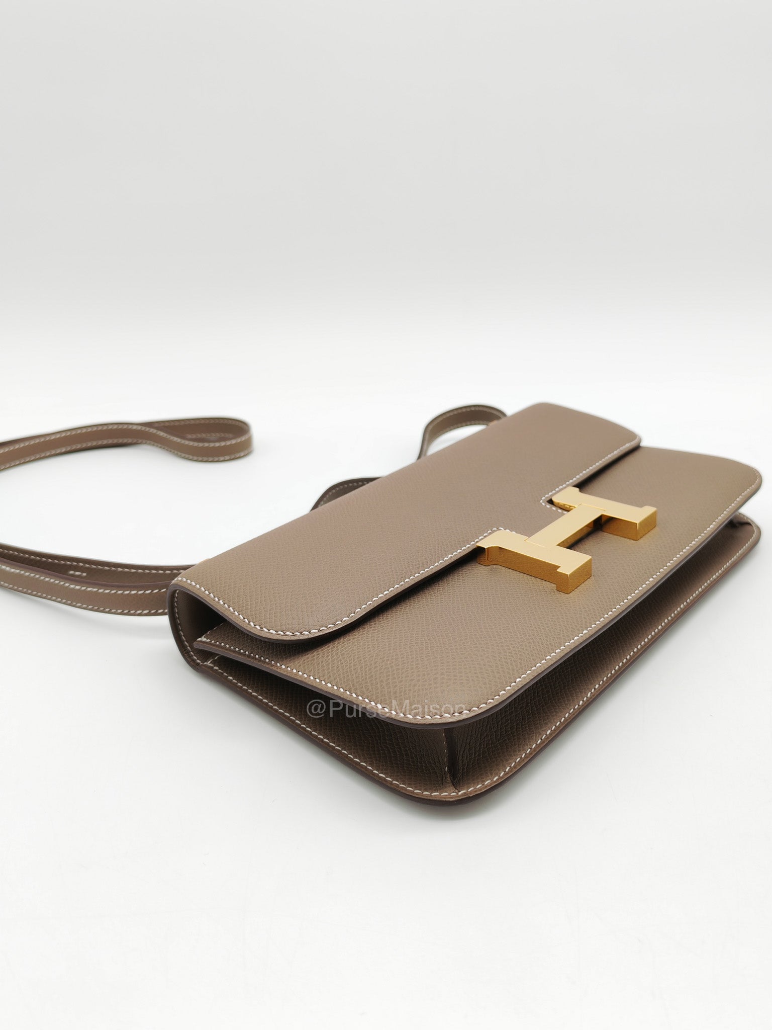 Hermes Constance Elan in Etoupe Epsom Leather and Gold Hardware Stamp B (2023) | Purse Maison Luxury Bags Shop