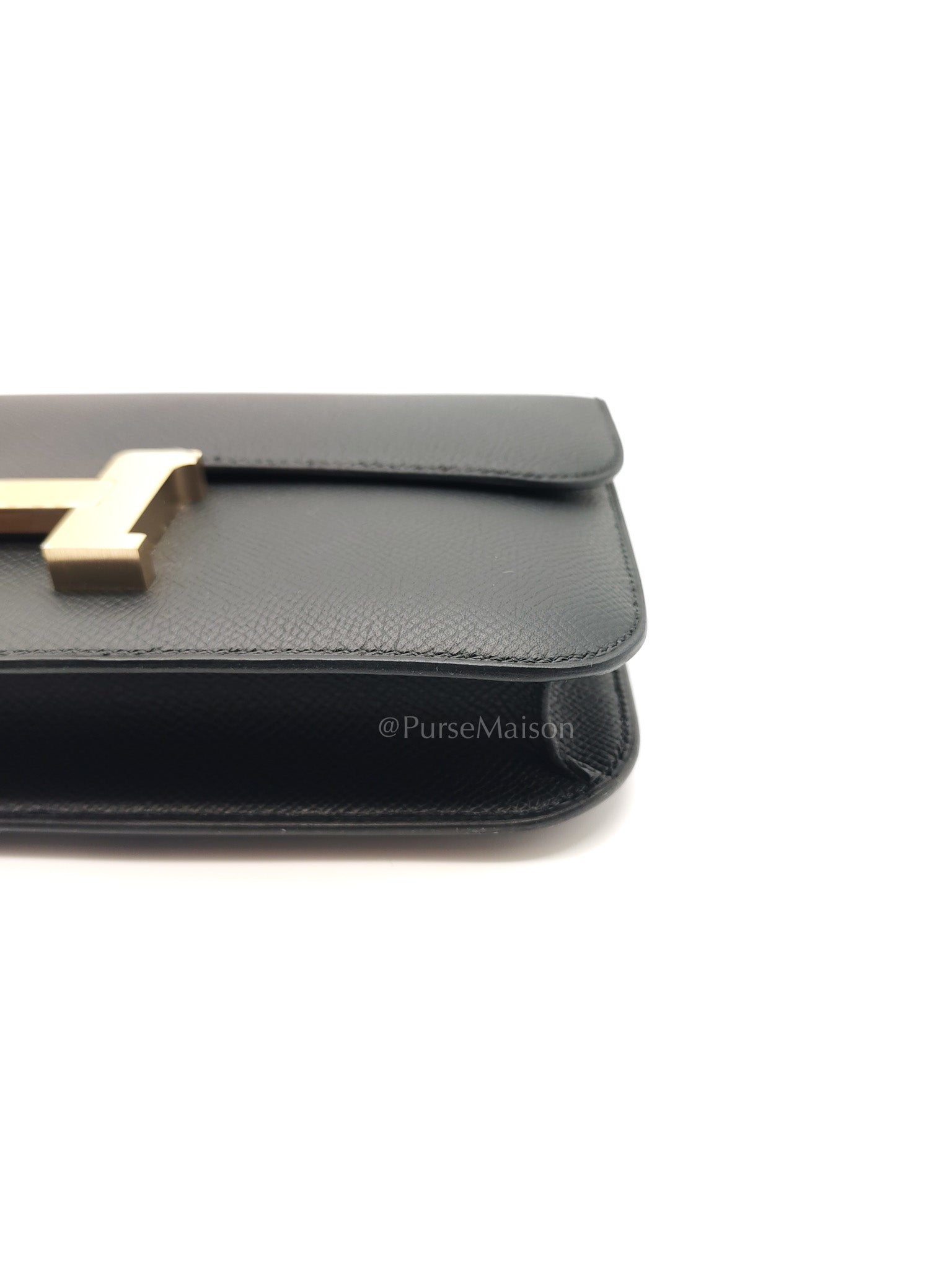 Constance Elan in Noir Epsom Leather Brushed Gold Hardware Stamp K(2025) | Purse Maison Luxury Bags Shop