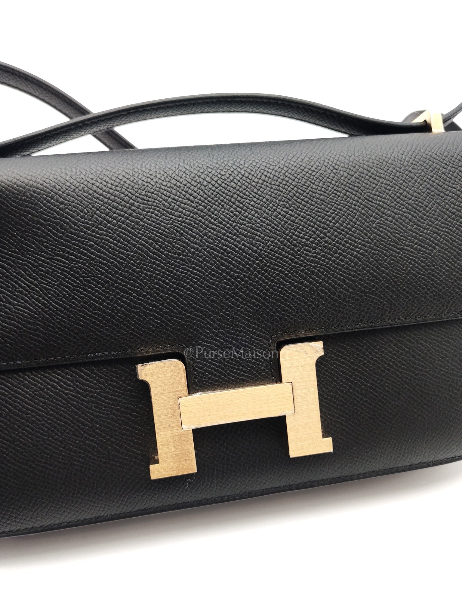 Constance Elan in Noir Epsom Leather Brushed Gold Hardware Stamp K(2025) | Purse Maison Luxury Bags Shop