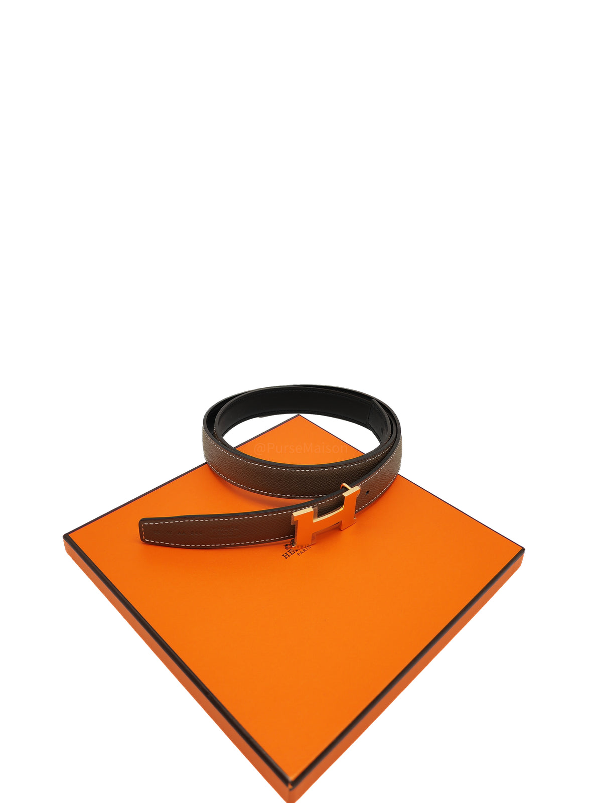 Hermes Constance H Buckle Reversible Belt in Etoupe and Gold Hardware Stamp W (2024) | Purse Maison Luxury Bags Shop