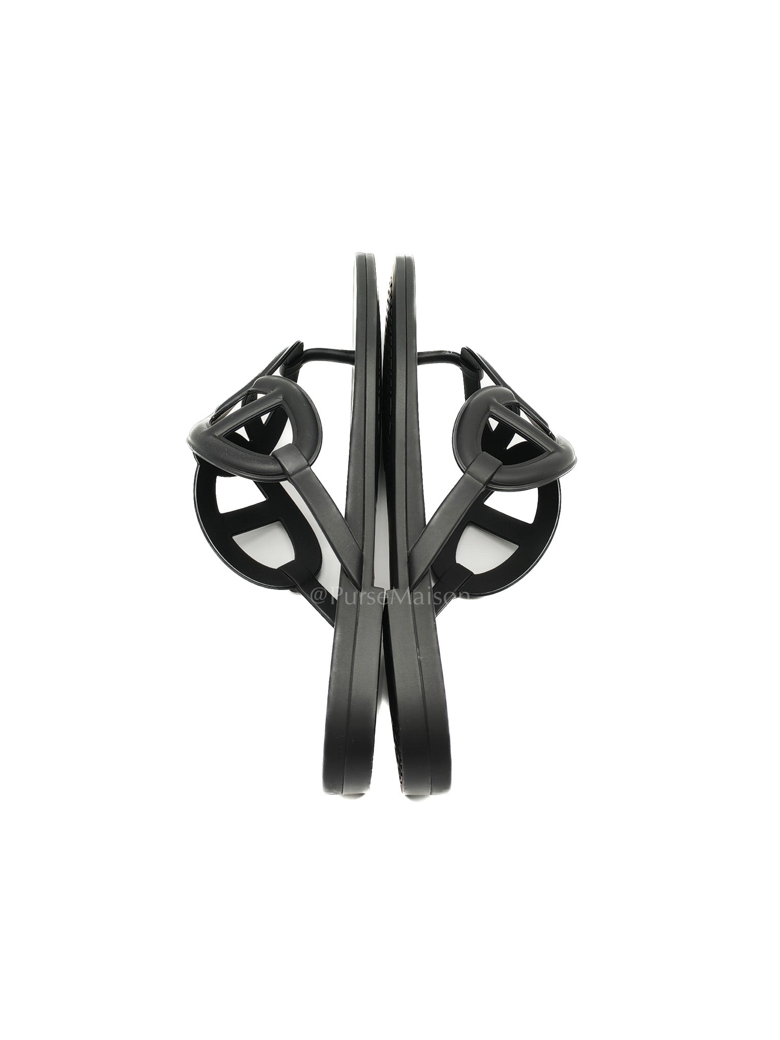 Hermes Egerie Rubber Sandals in Black Size 36 EU (22.5cm) | Purse Maison Luxury Bags Shop