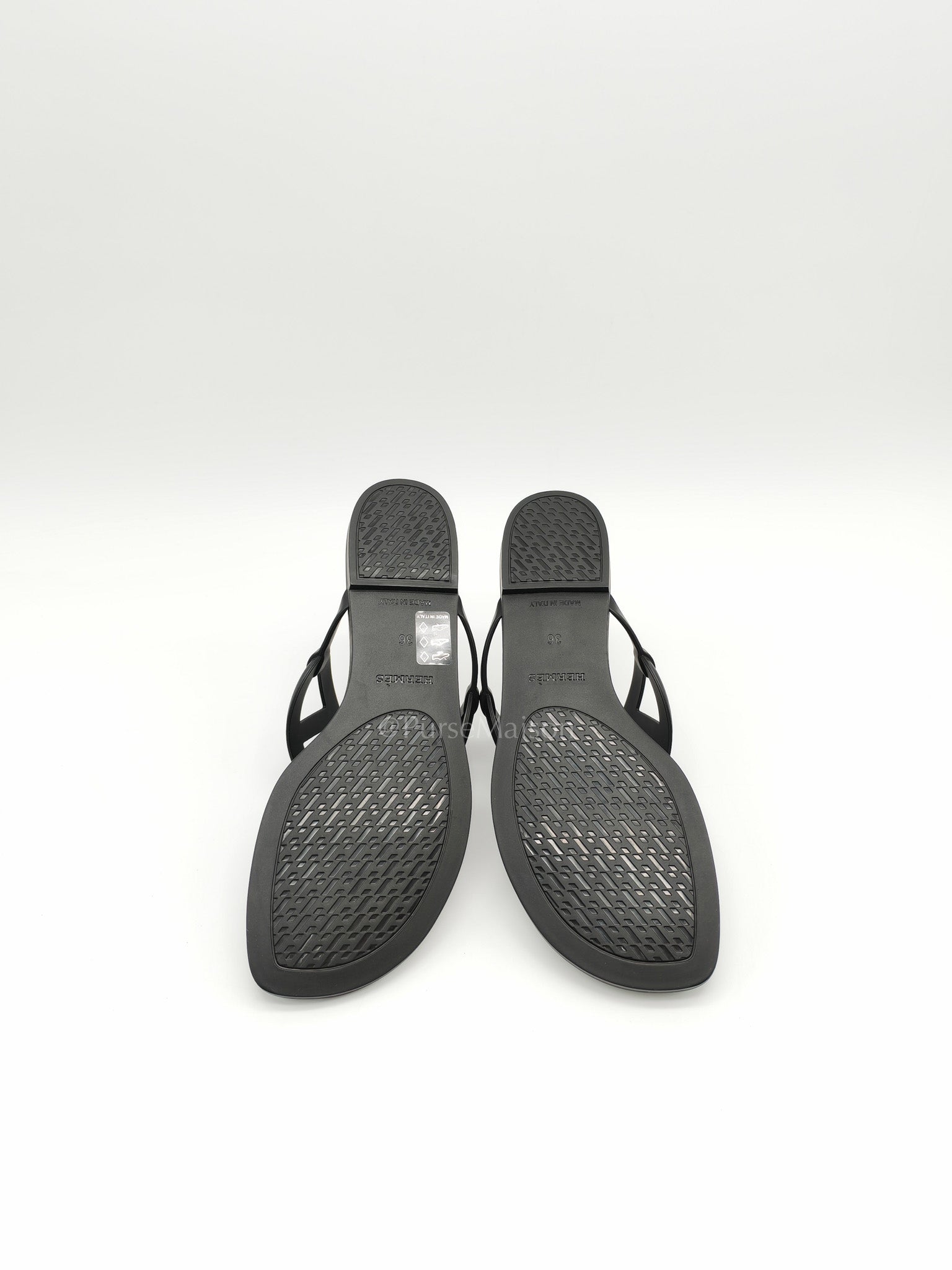 Hermes Egerie Rubber Sandals in Black Size 36 EU (22.5cm) | Purse Maison Luxury Bags Shop