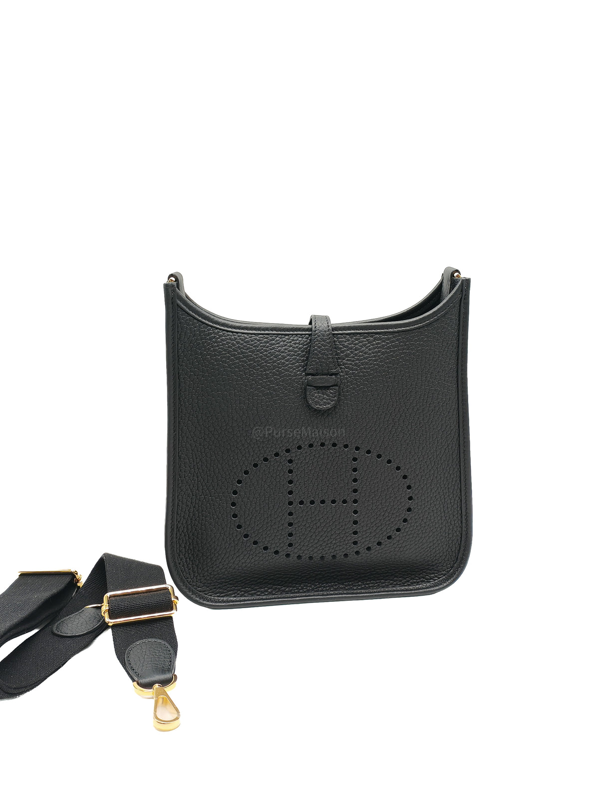Hermes Evelyne 23 in Black/Noir Clemence Leather Gold Hardware Stamp G(2026) | Purse Maison Luxury Bags Shop