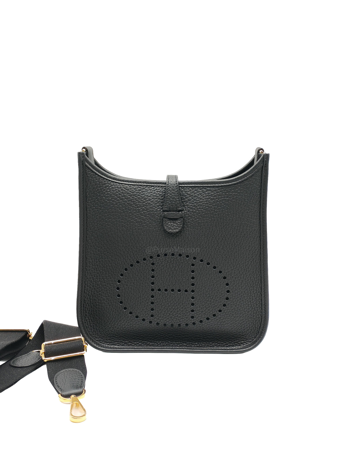 Hermes Evelyne 23 in Black/Noir Clemence Leather Gold Hardware Stamp G(2026) | Purse Maison Luxury Bags Shop