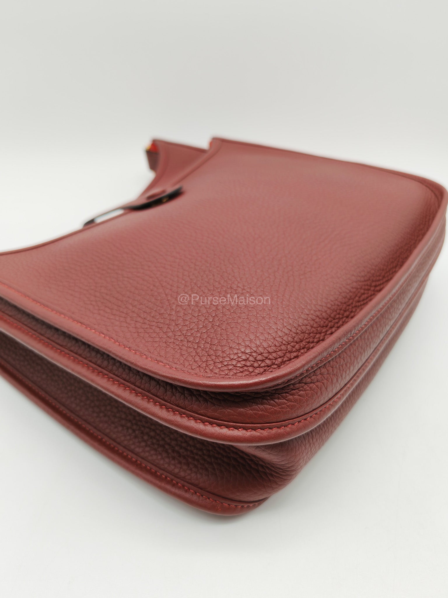 Hermes Evelyne PM in Rouge Clemence Leather and Gold Hardware Stamp K(2025) | Purse Maison Luxury Bags Shop