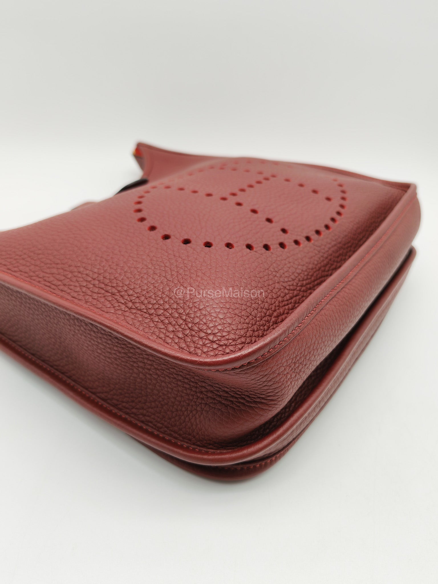 Hermes Evelyne PM in Rouge Clemence Leather and Gold Hardware Stamp K(2025) | Purse Maison Luxury Bags Shop