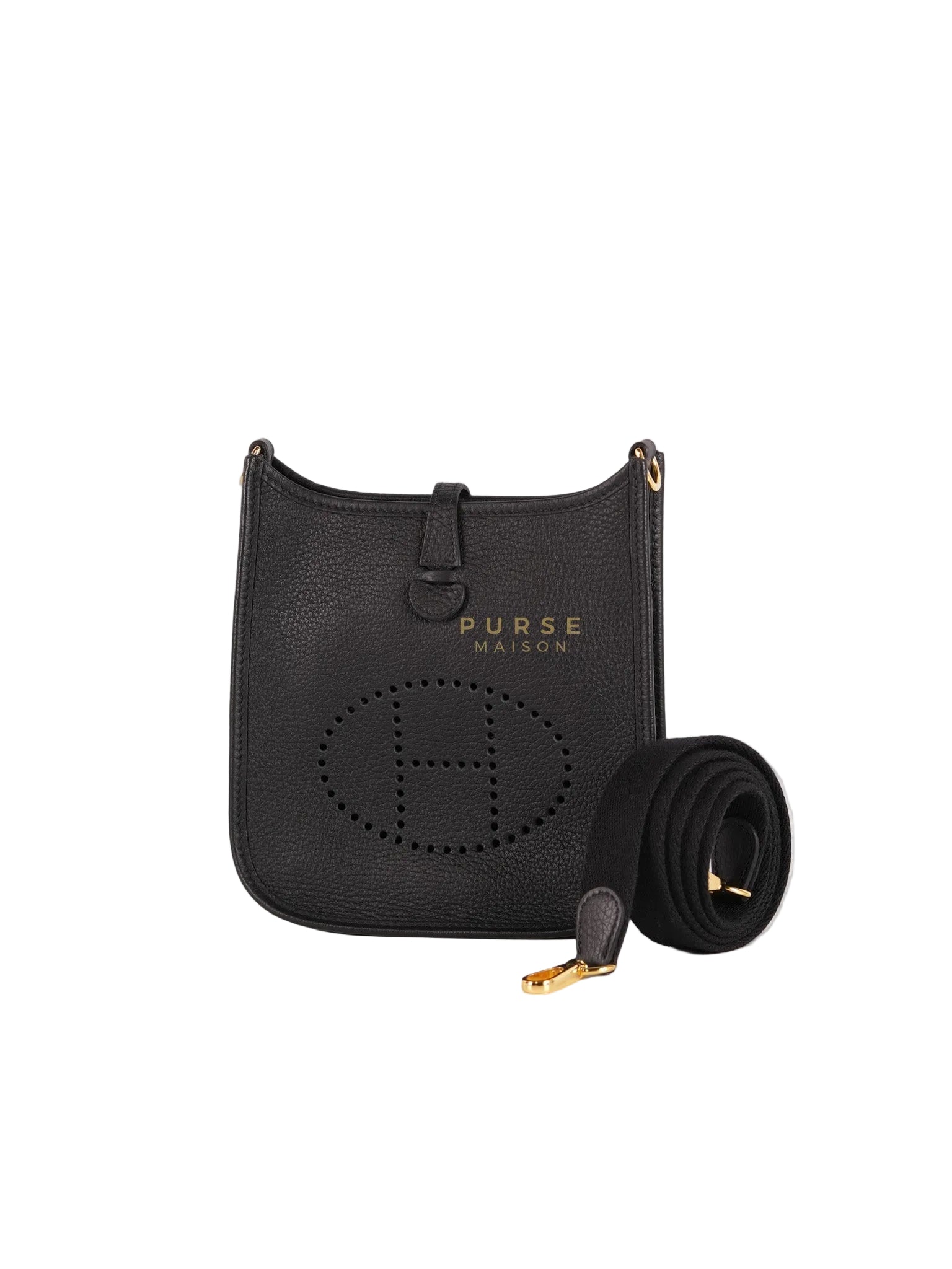 Evelyne TPM in Black Clemence Leather and Gold Hardware Stamp B (2023) | Purse Maison Luxury Bags Shop