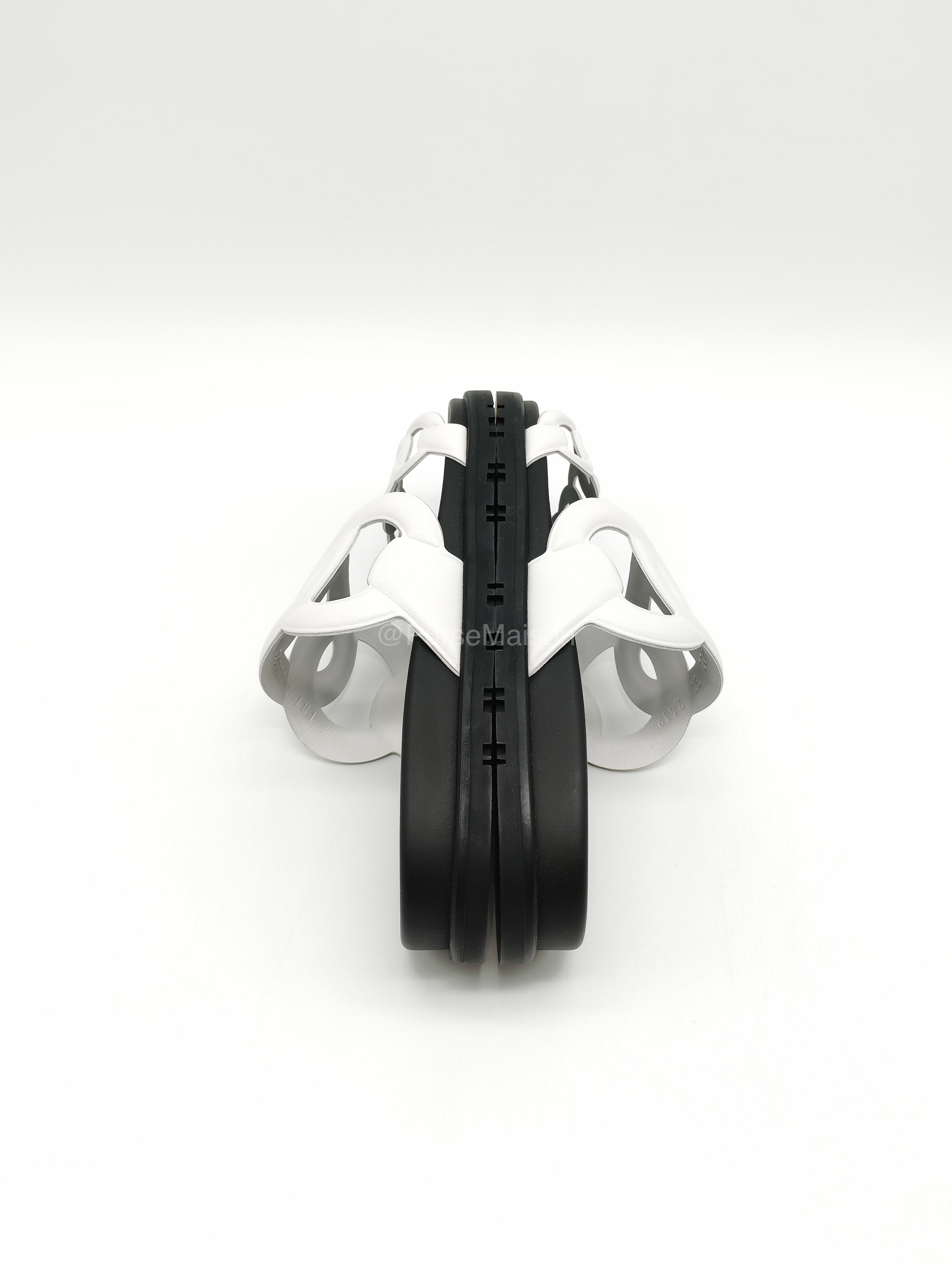Hermes Extra Sandal in Blanc White Calfskin Leather Size 37 EU(24.5 cm) | Purse Maison Luxury Bags Shop