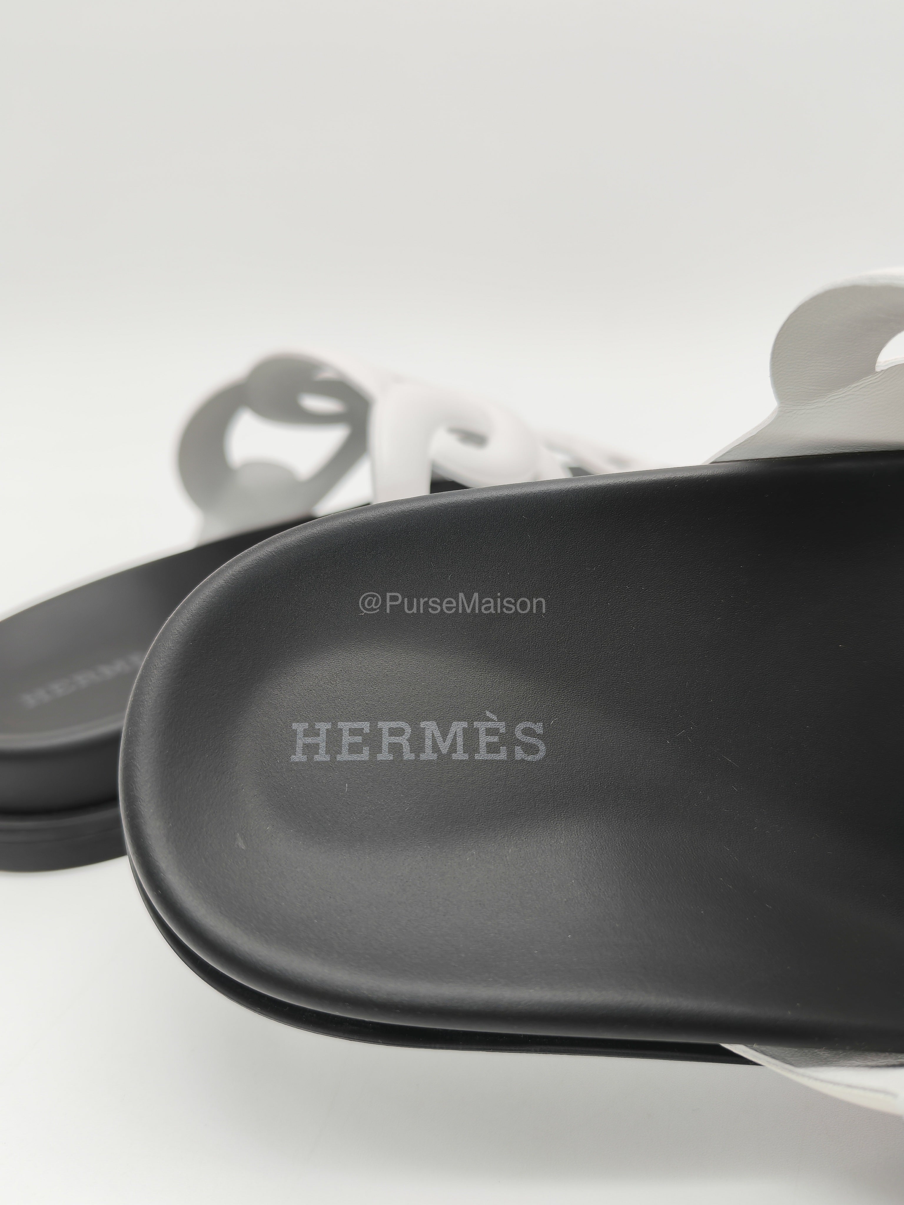 Hermes Extra Sandal in Blanc White Calfskin Leather Size 37 EU(24.5 cm) | Purse Maison Luxury Bags Shop