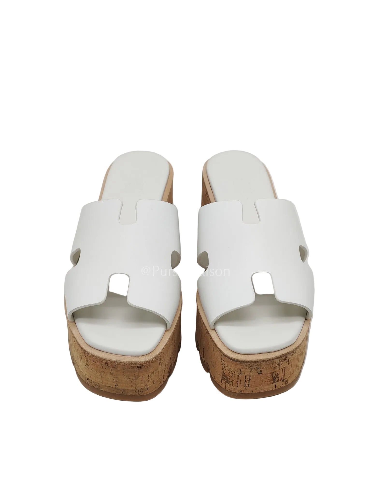Hermes Eze Sandals in White Calfskin Leather Size 37 EU (24 cm) | Purse Maison Luxury Bags Shop