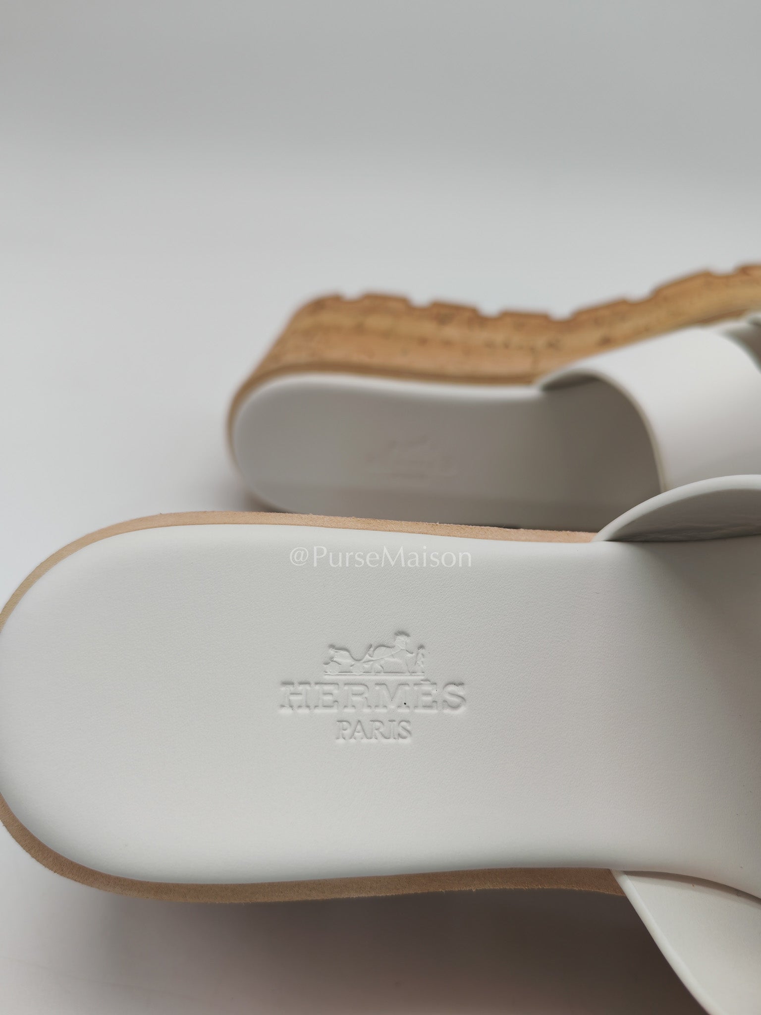 Hermes Eze Sandals in White Calfskin Leather Size 37 EU (24 cm) | Purse Maison Luxury Bags Shop