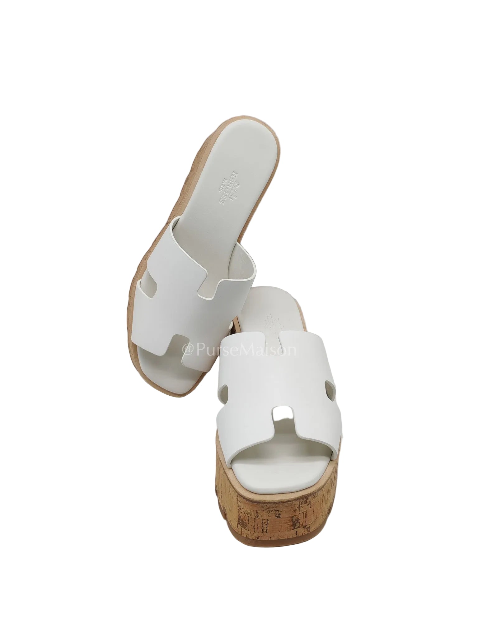 Hermes Eze Sandals in White Calfskin Leather Size 37 EU (24 cm) | Purse Maison Luxury Bags Shop