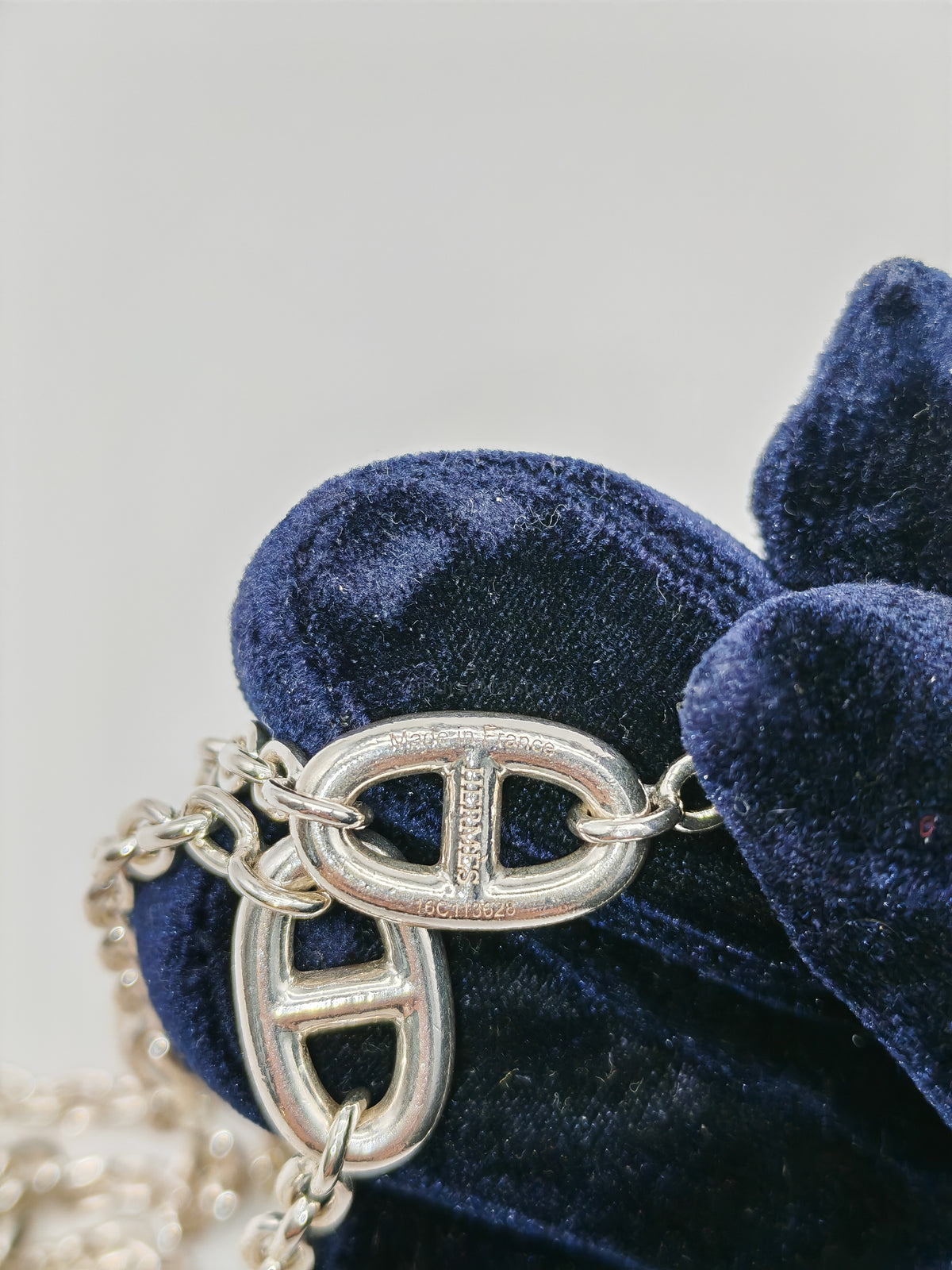 Hermes Ferandole Long Necklace in Sterling Silver Chaine d'Ancre Links | Purse Maison Luxury Bags Shop