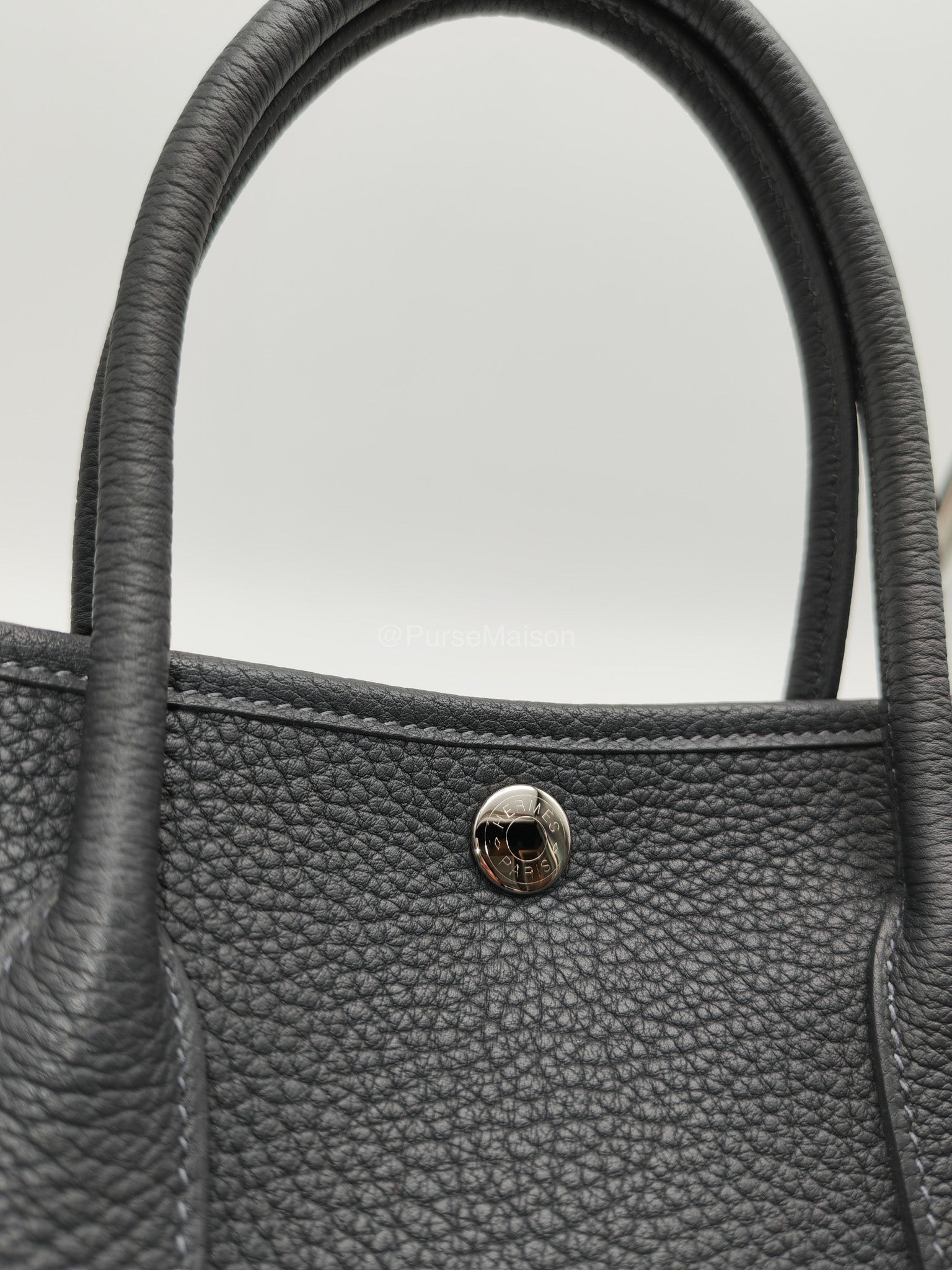 Hermes Garden Party 30 in Plomb Negonda Leather Palladium Hardware Stamp W(2024) | Purse Maison Luxury Bags Shop