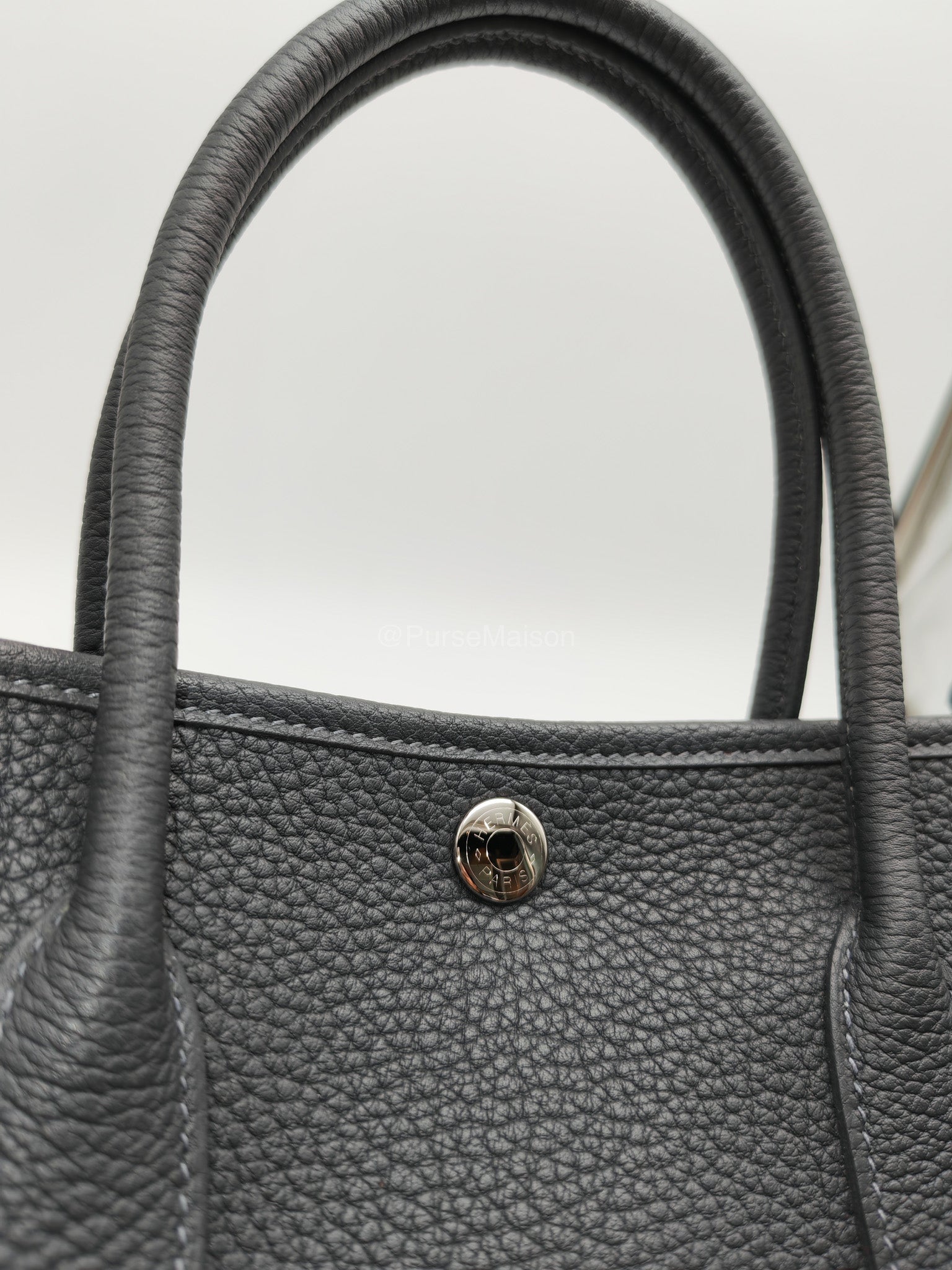 Hermes Garden Party 30 in Plomb Negonda Leather Palladium Hardware Stamp W(2024) | Purse Maison Luxury Bags Shop