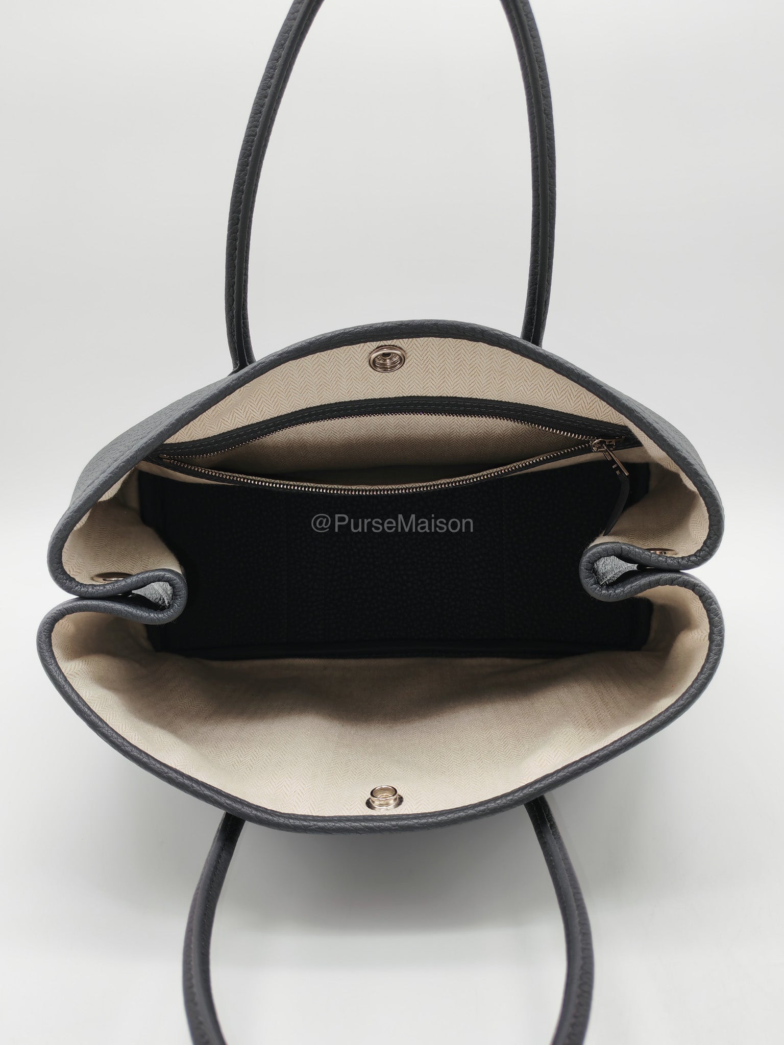 Hermes Garden Party 30 in Plomb Negonda Leather Palladium Hardware Stamp W(2024) | Purse Maison Luxury Bags Shop