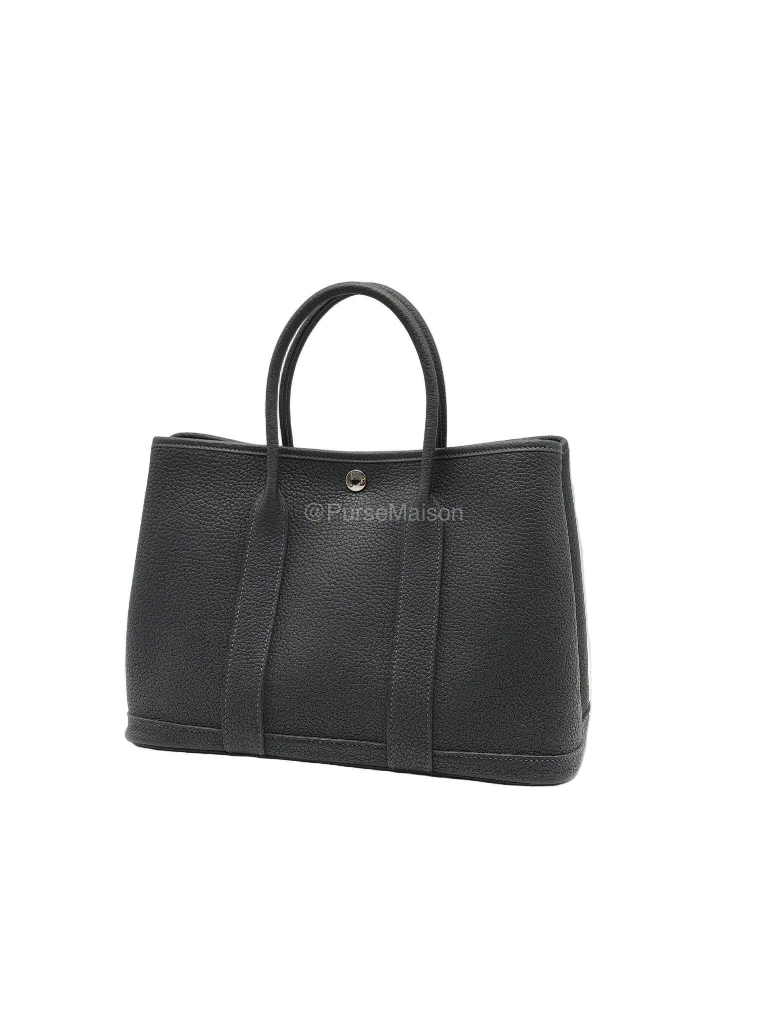 Hermes Garden Party 30 in Plomb Negonda Leather Palladium Hardware Stamp W(2024) | Purse Maison Luxury Bags Shop