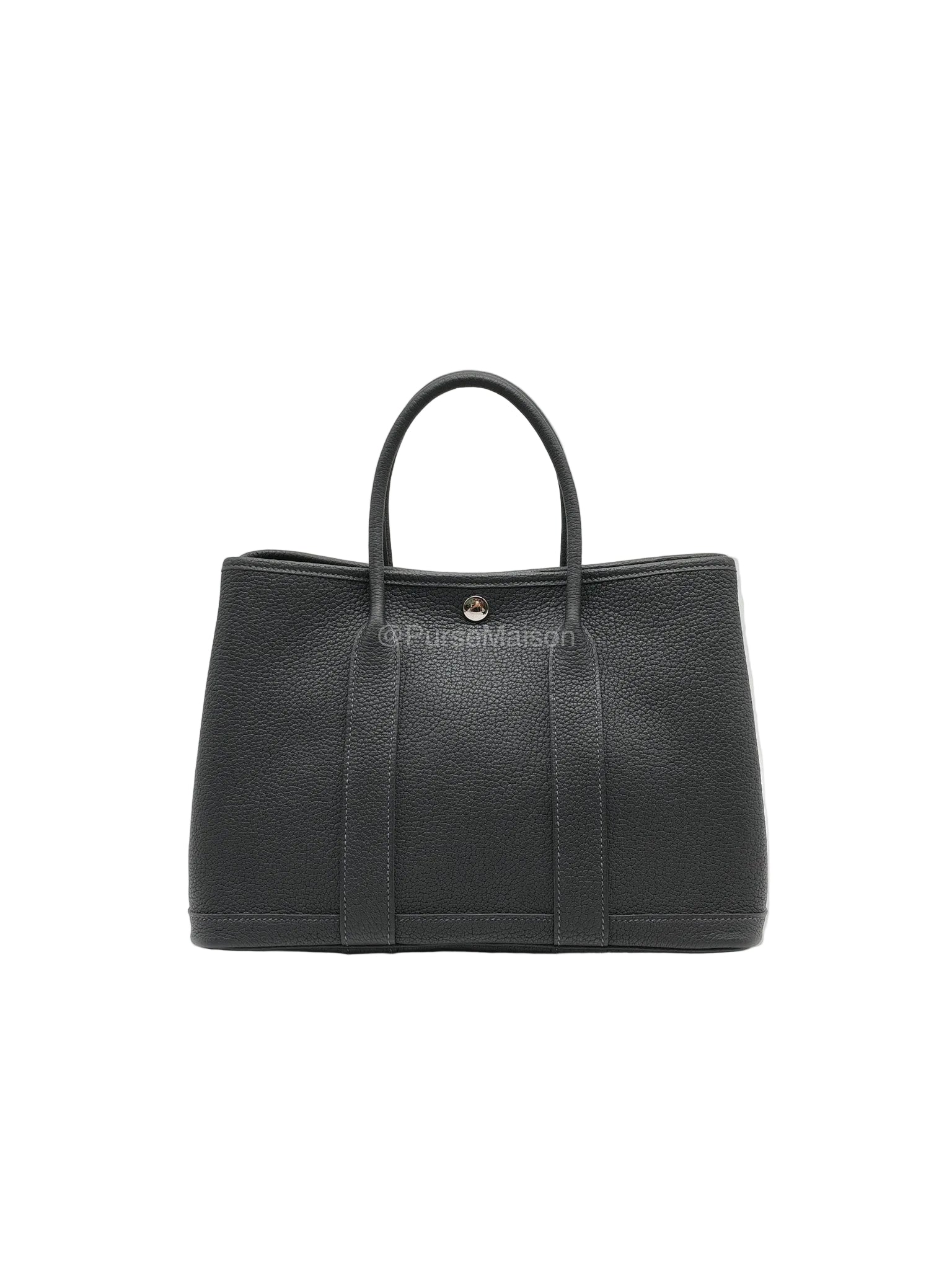 Hermes Garden Party 30 in Plomb Negonda Leather Palladium Hardware Stamp W(2024) | Purse Maison Luxury Bags Shop