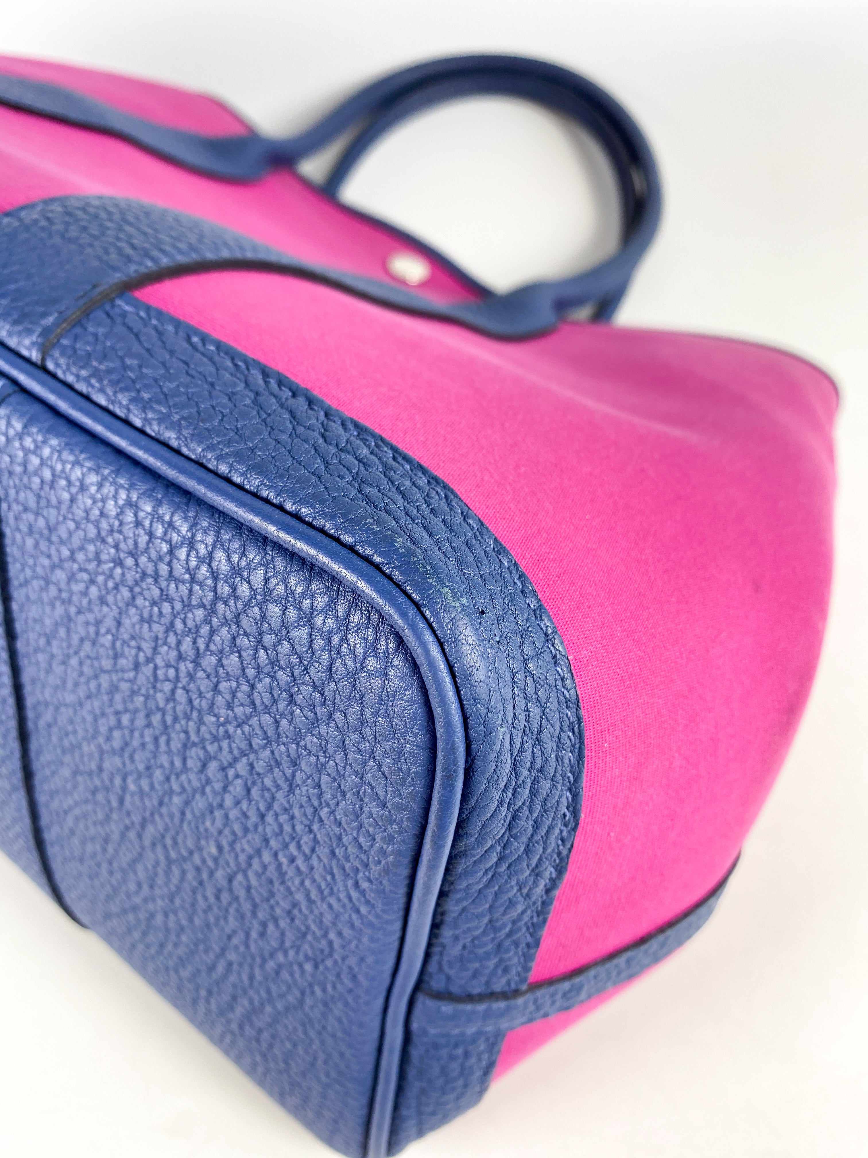 Hermes Garden Party 36 Magnolia & Bleu Brighton Canvas & Negonda Leather in Palladium Hardware Stamp C (2018)