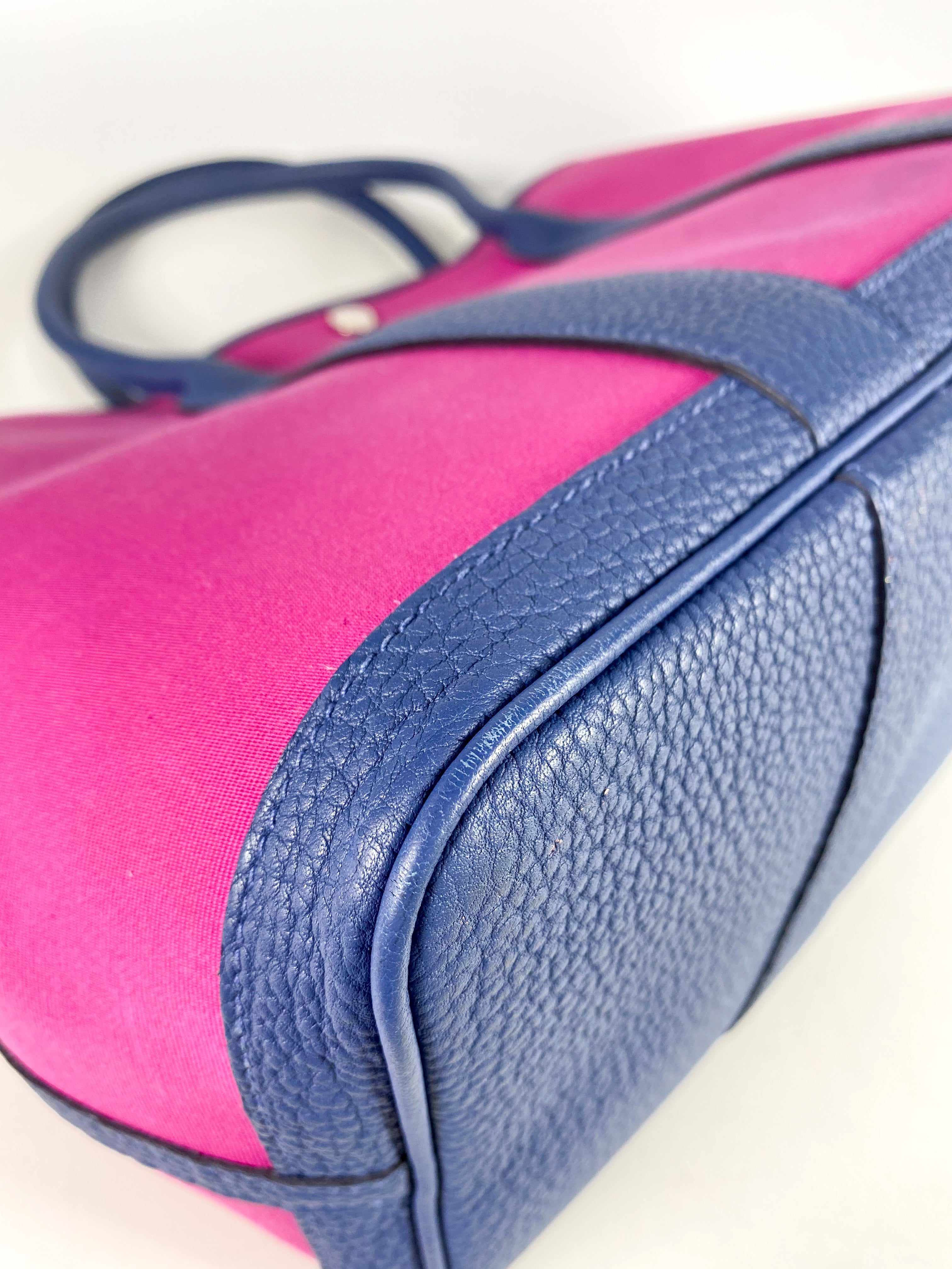 Hermes Garden Party 36 Magnolia & Bleu Brighton Canvas & Negonda Leather in Palladium Hardware Stamp C (2018)