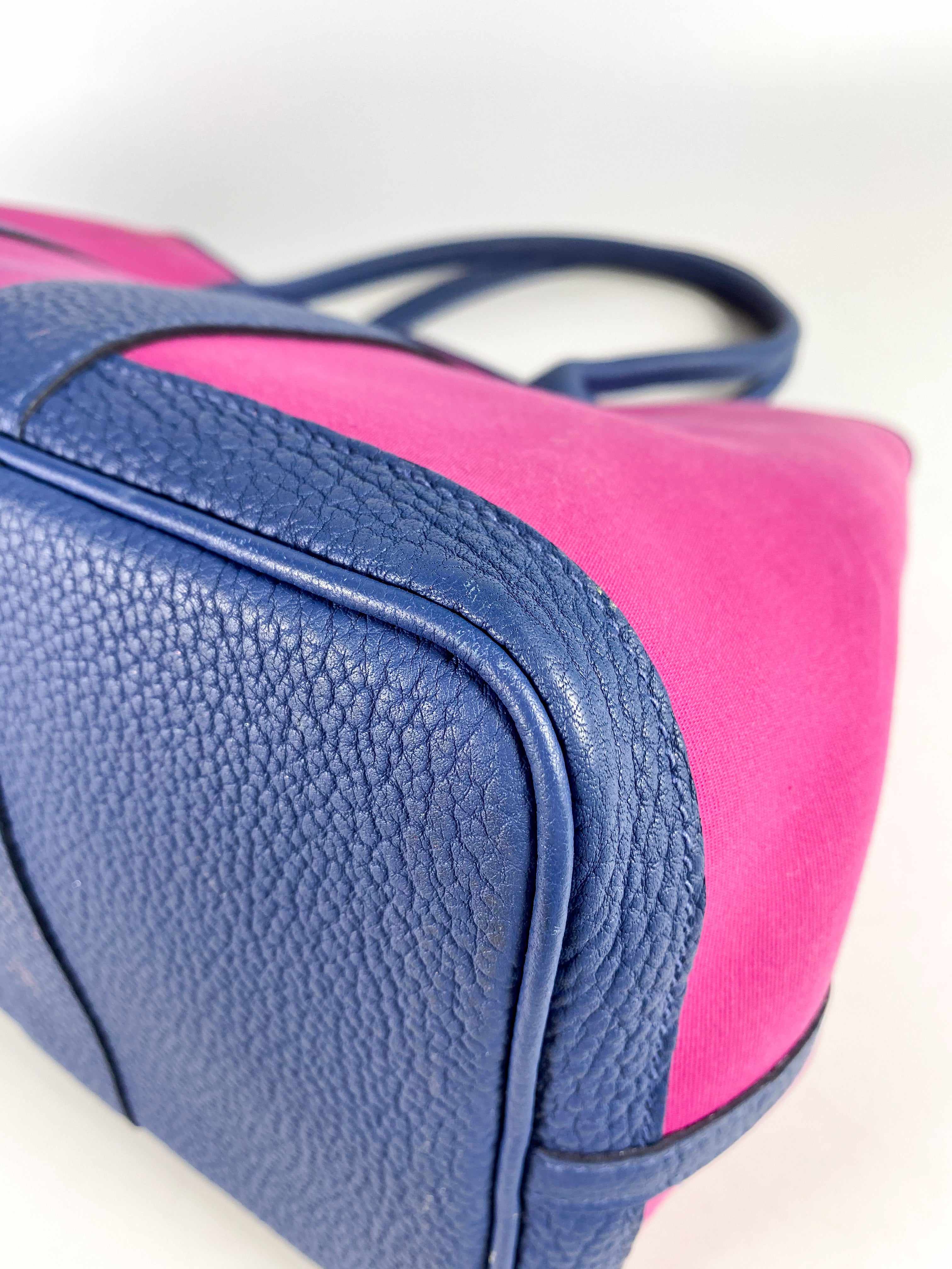 Hermes Garden Party 36 Magnolia & Bleu Brighton Canvas & Negonda Leather in Palladium Hardware Stamp C (2018)