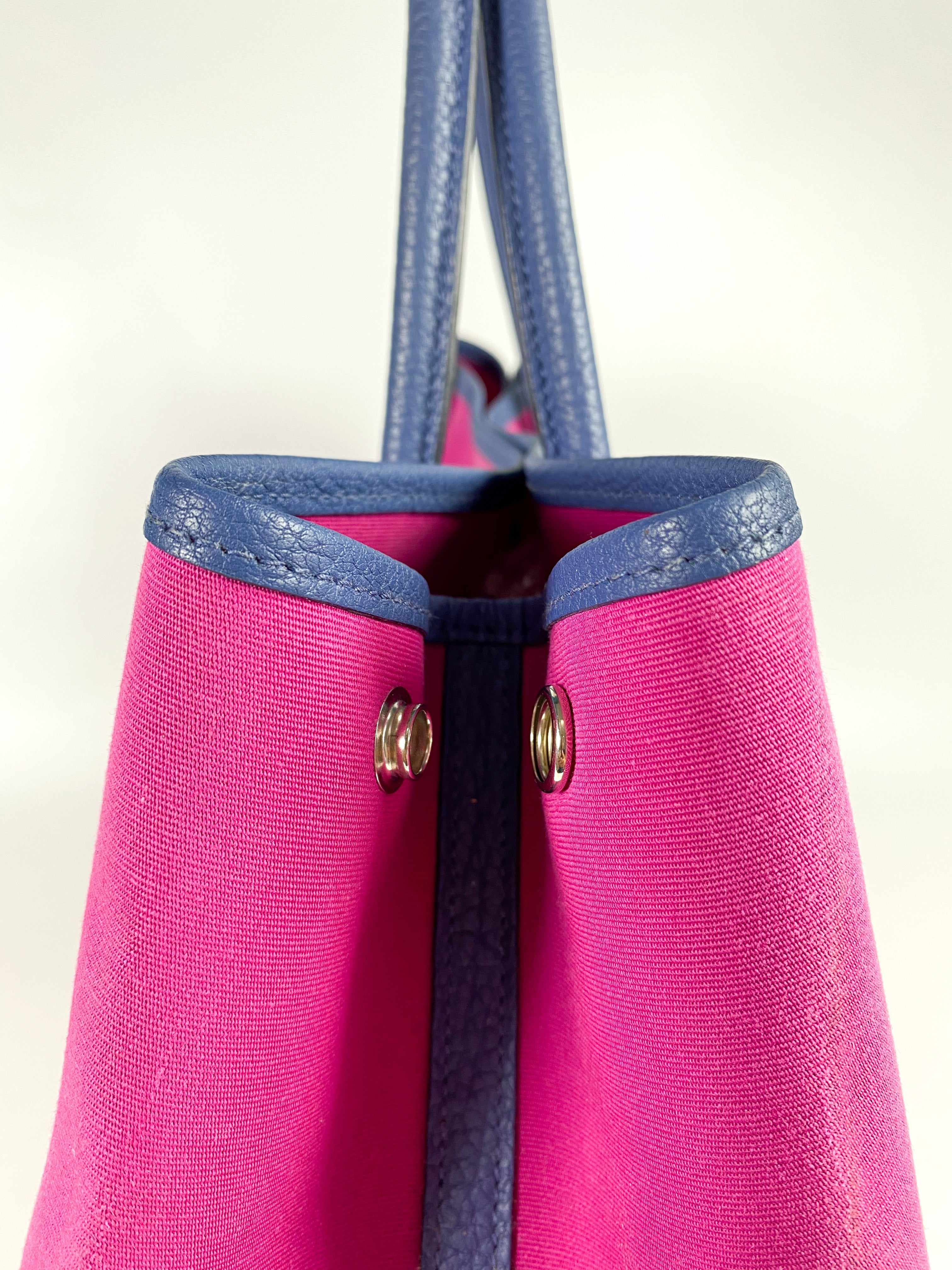 Hermes Garden Party 36 Magnolia & Bleu Brighton Canvas & Negonda Leather in Palladium Hardware Stamp C (2018)