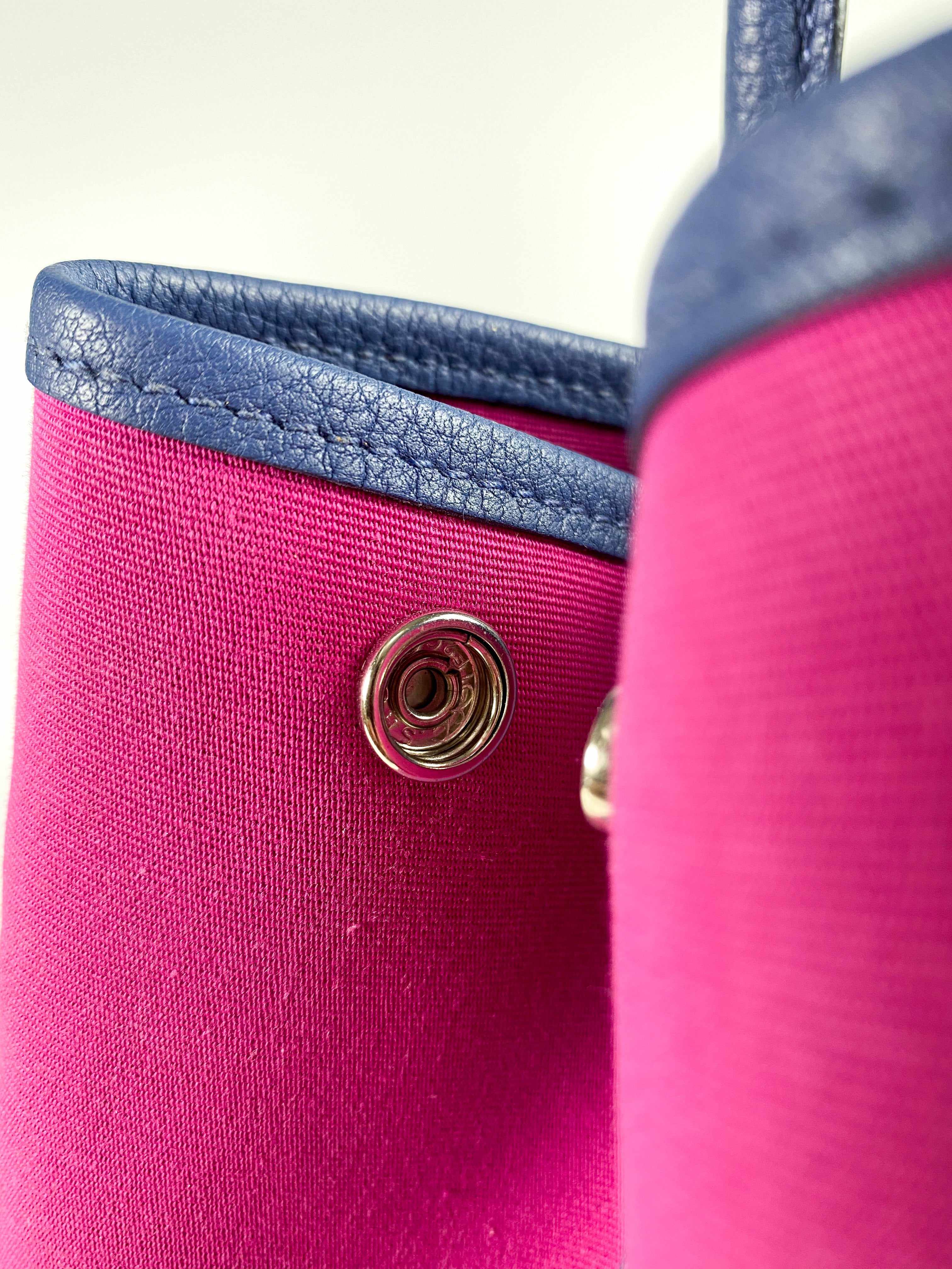 Hermes Garden Party 36 Magnolia & Bleu Brighton Canvas & Negonda Leather in Palladium Hardware Stamp C (2018)