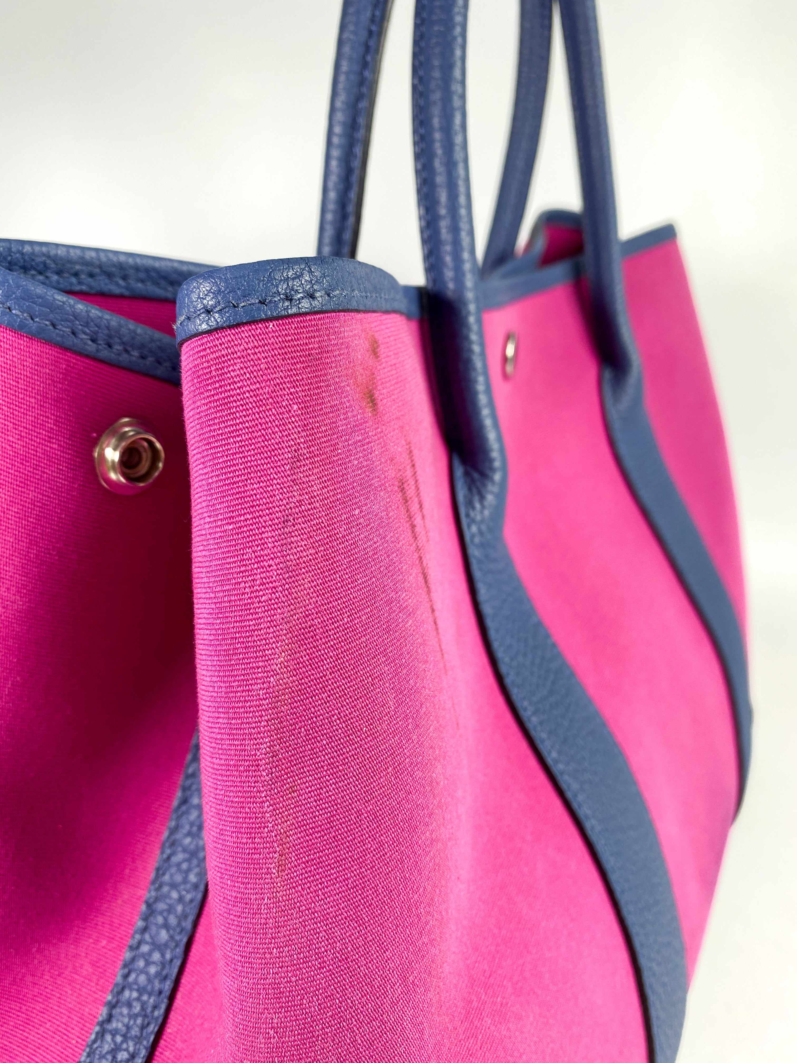 Hermes Garden Party 36 Magnolia & Bleu Brighton Canvas & Negonda Leather in Palladium Hardware Stamp C (2018)