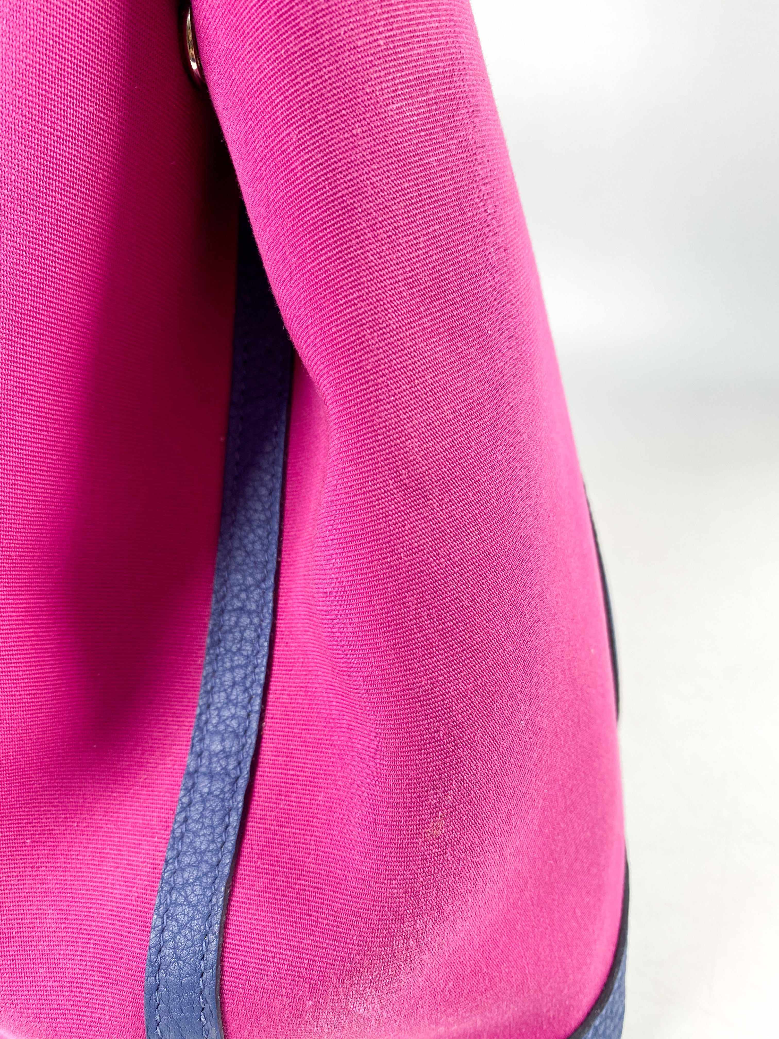 Hermes Garden Party 36 Magnolia & Bleu Brighton Canvas & Negonda Leather in Palladium Hardware Stamp C (2018)