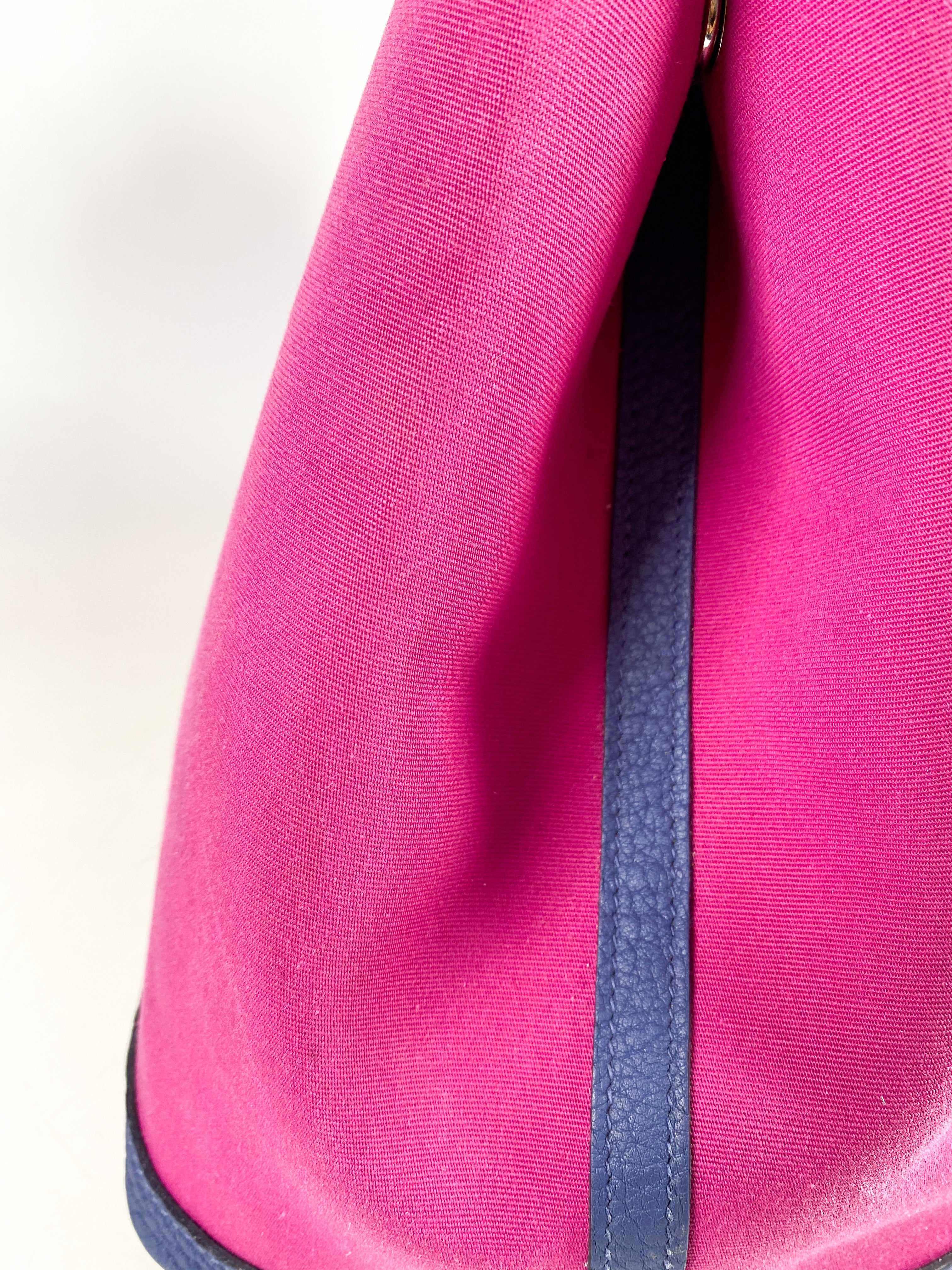 Hermes Garden Party 36 Magnolia & Bleu Brighton Canvas & Negonda Leather in Palladium Hardware Stamp C (2018)