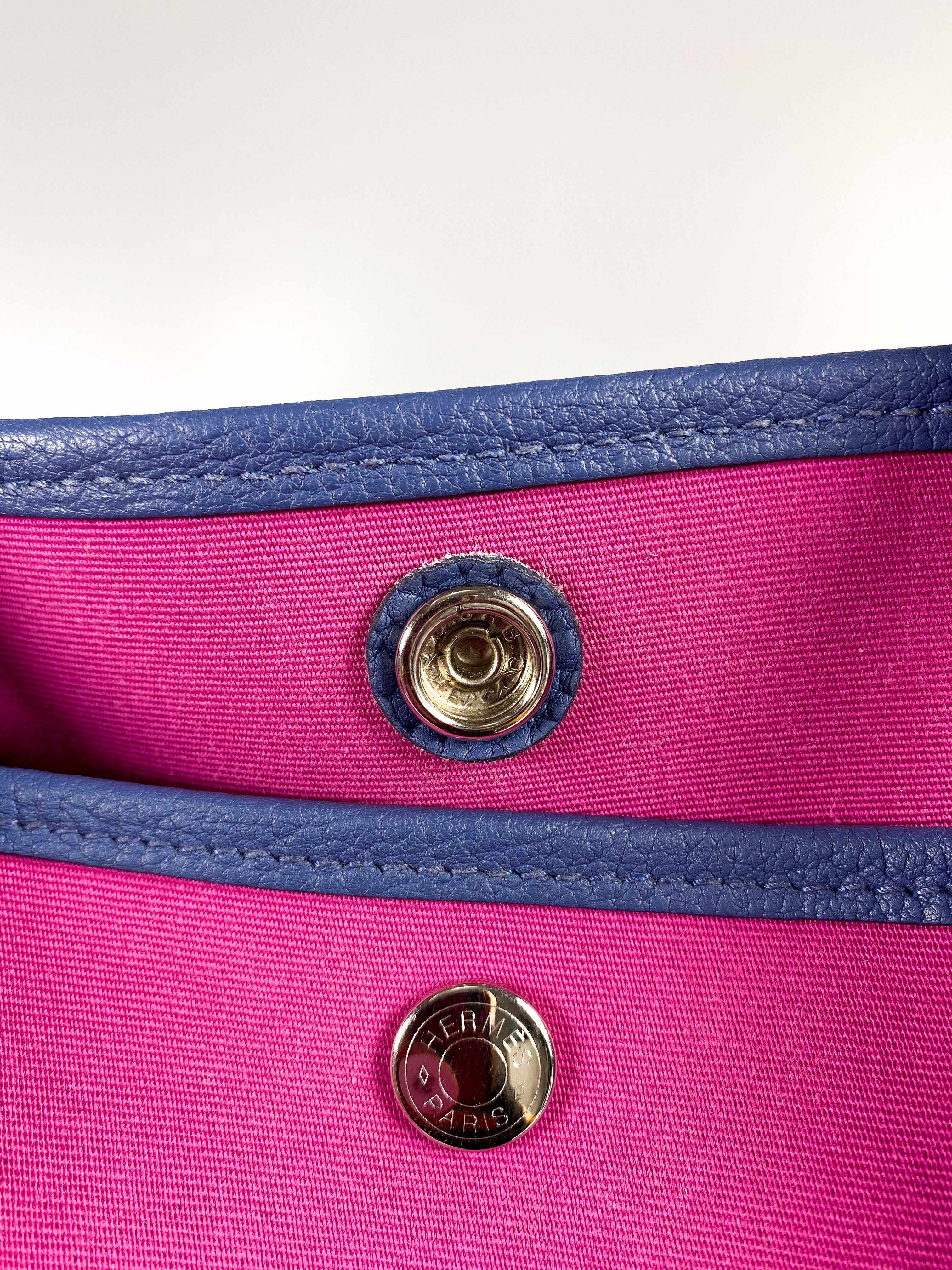 Hermes Garden Party 36 Magnolia & Bleu Brighton Canvas & Negonda Leather in Palladium Hardware Stamp C (2018)