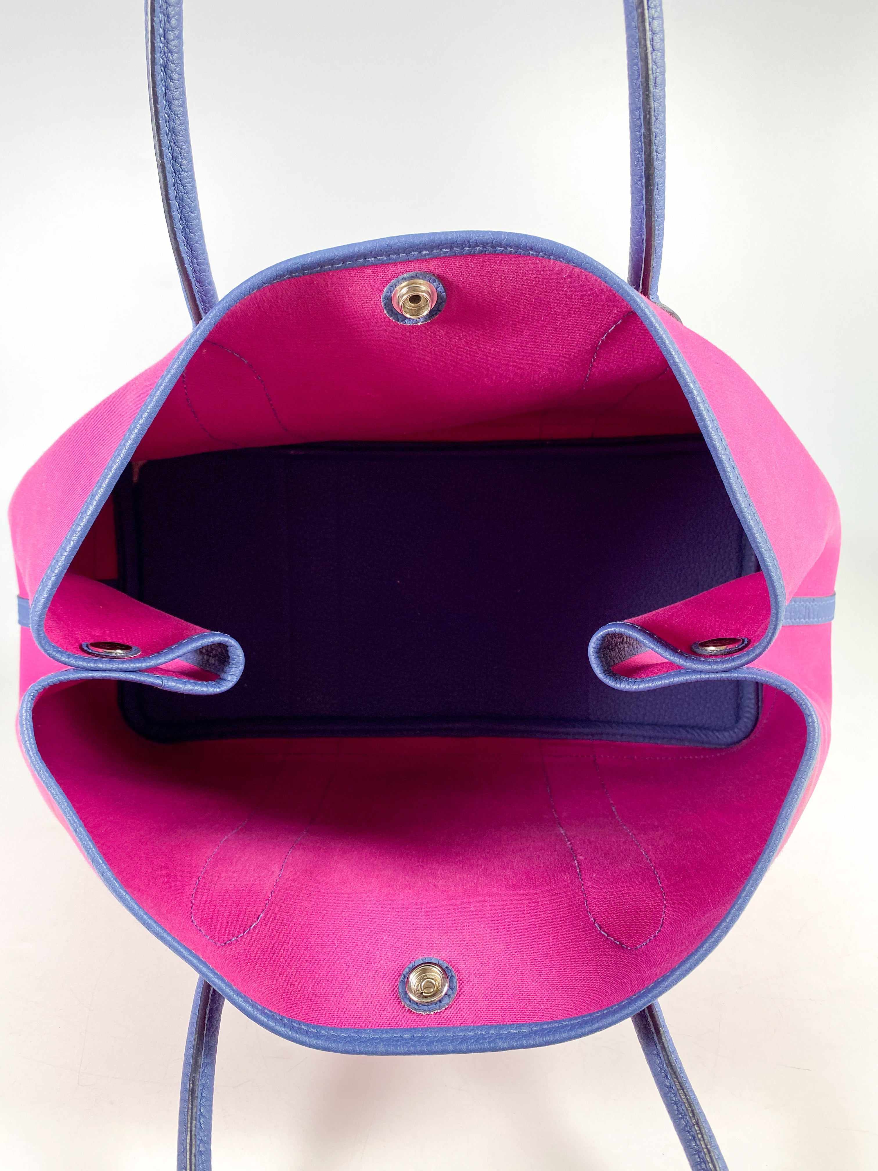 Hermes Garden Party 36 Magnolia & Bleu Brighton Canvas & Negonda Leather in Palladium Hardware Stamp C (2018)