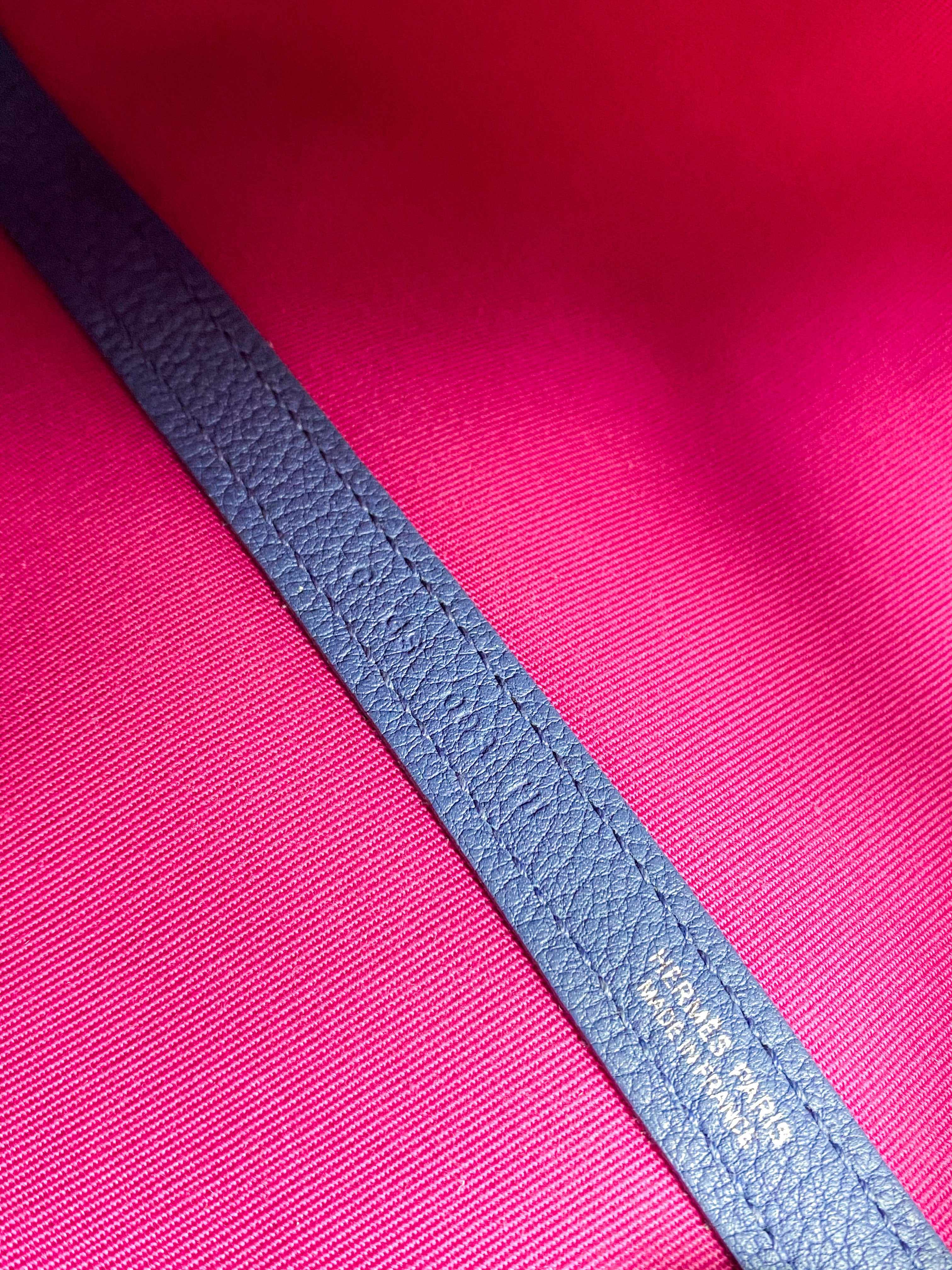 Hermes Garden Party 36 Magnolia & Bleu Brighton Canvas & Negonda Leather in Palladium Hardware Stamp C (2018)