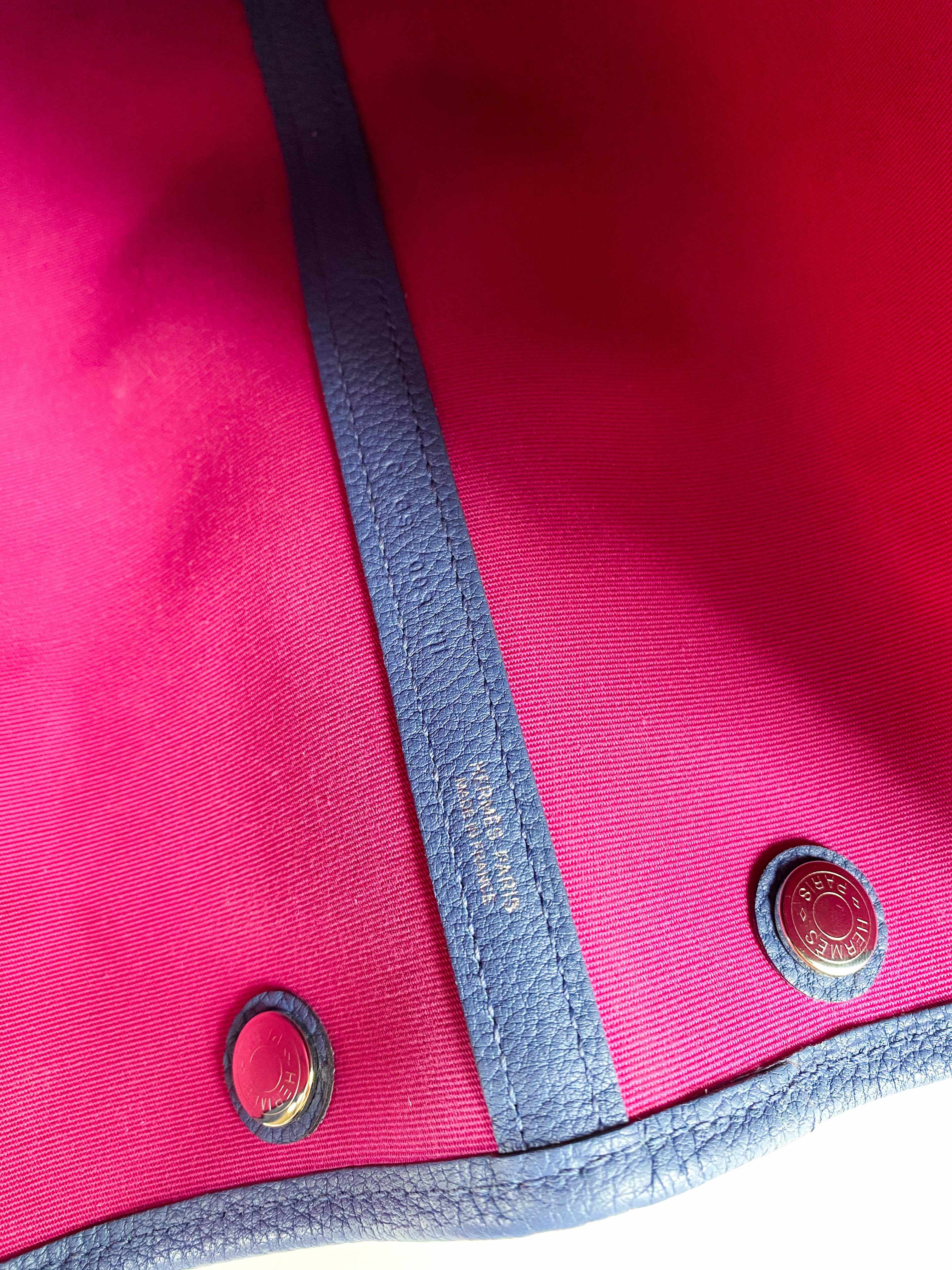 Hermes Garden Party 36 Magnolia & Bleu Brighton Canvas & Negonda Leather in Palladium Hardware Stamp C (2018)