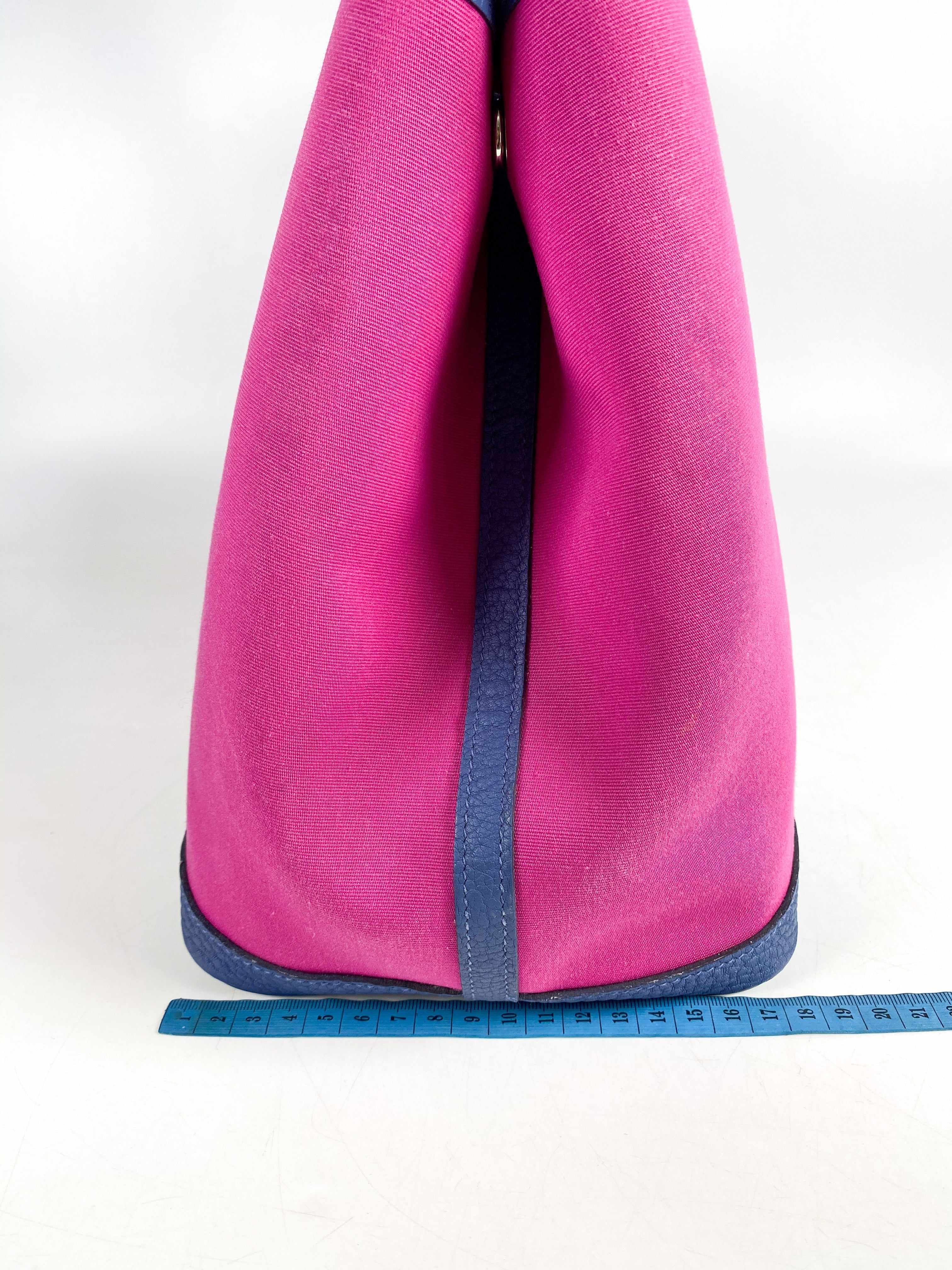 Hermes Garden Party 36 Magnolia & Bleu Brighton Canvas & Negonda Leather in Palladium Hardware Stamp C (2018)