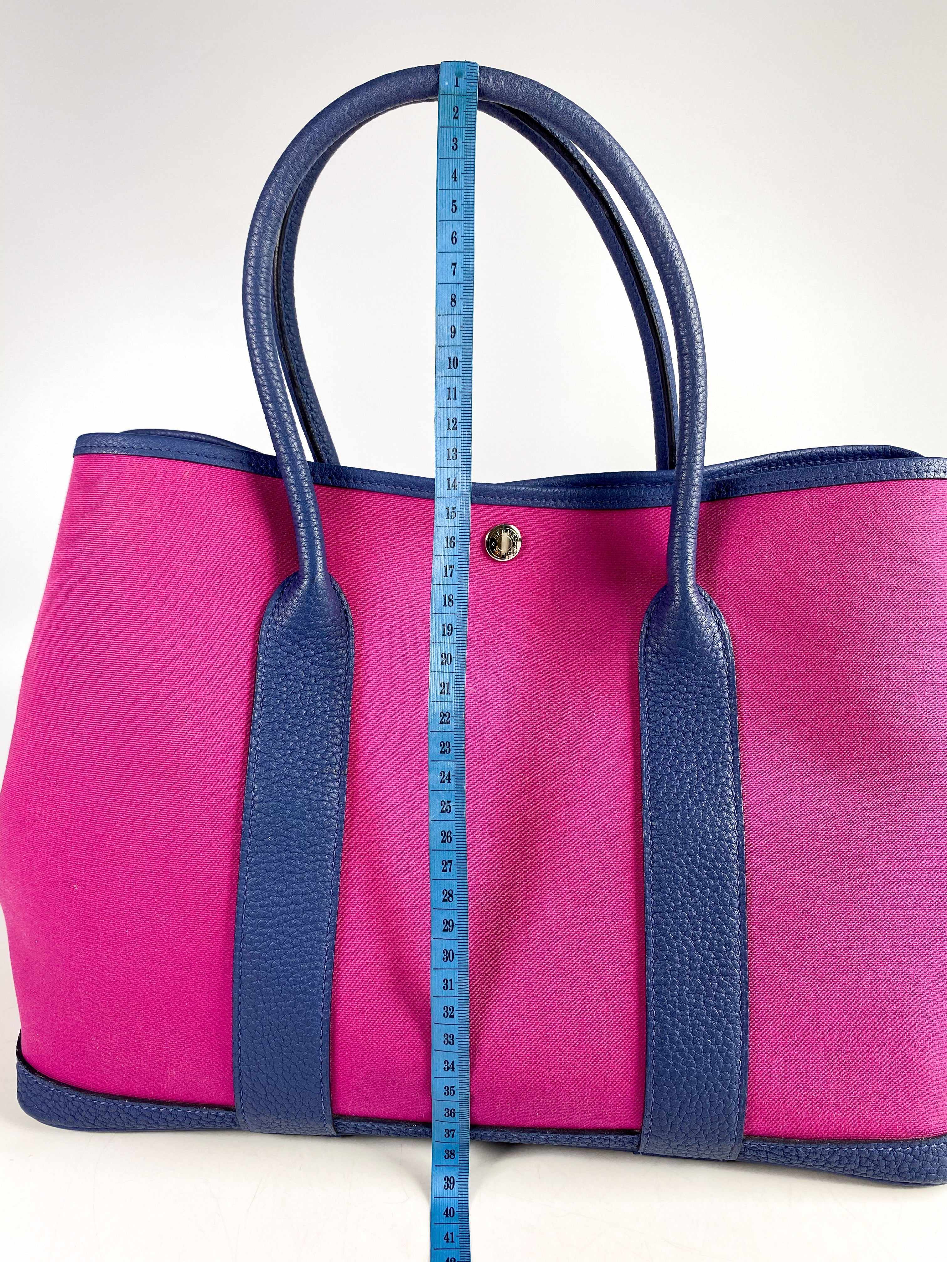 Hermes Garden Party 36 Magnolia & Bleu Brighton Canvas & Negonda Leather in Palladium Hardware Stamp C (2018)