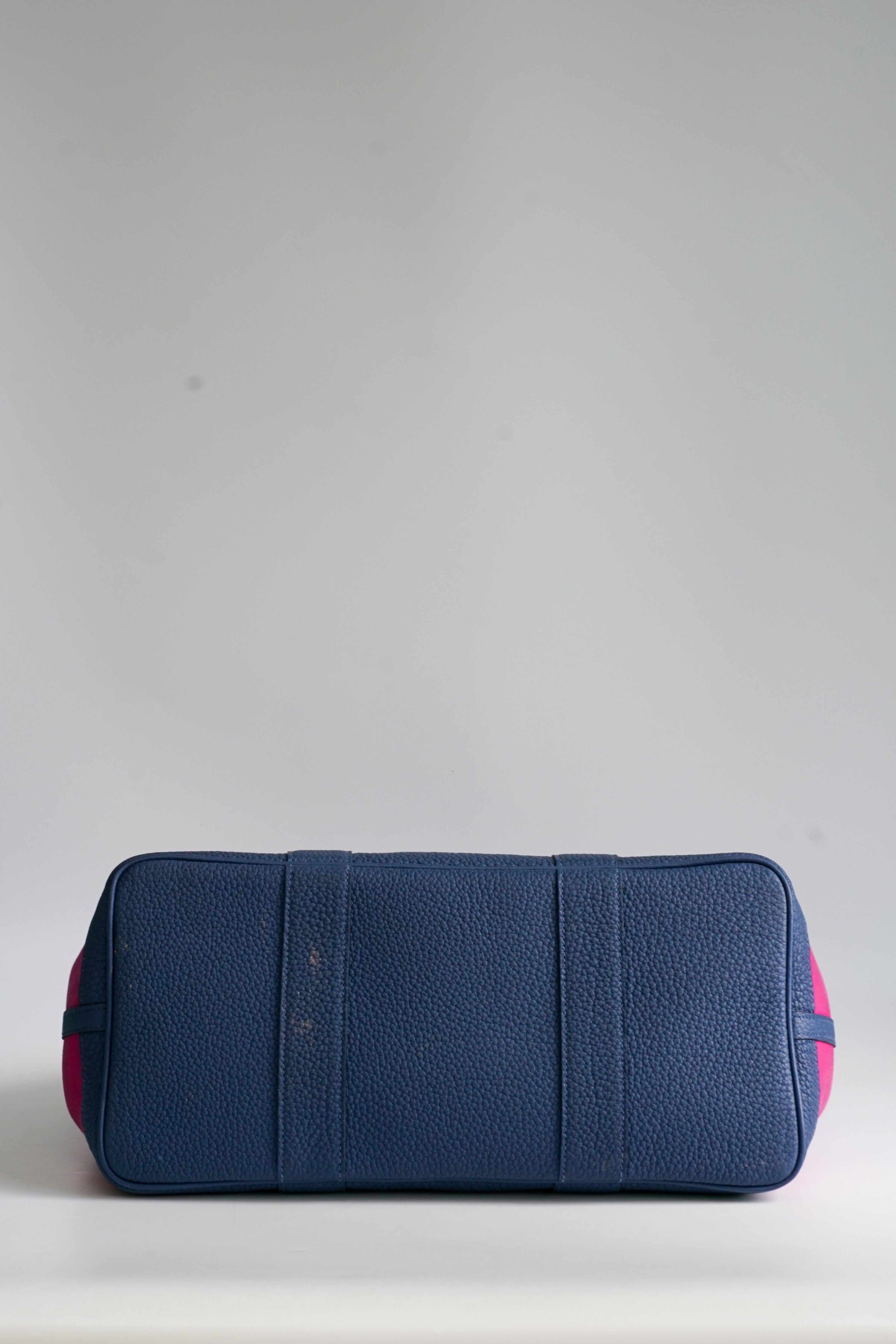 Hermes Garden Party 36 Magnolia & Bleu Brighton Canvas & Negonda Leather in Palladium Hardware Stamp C (2018)