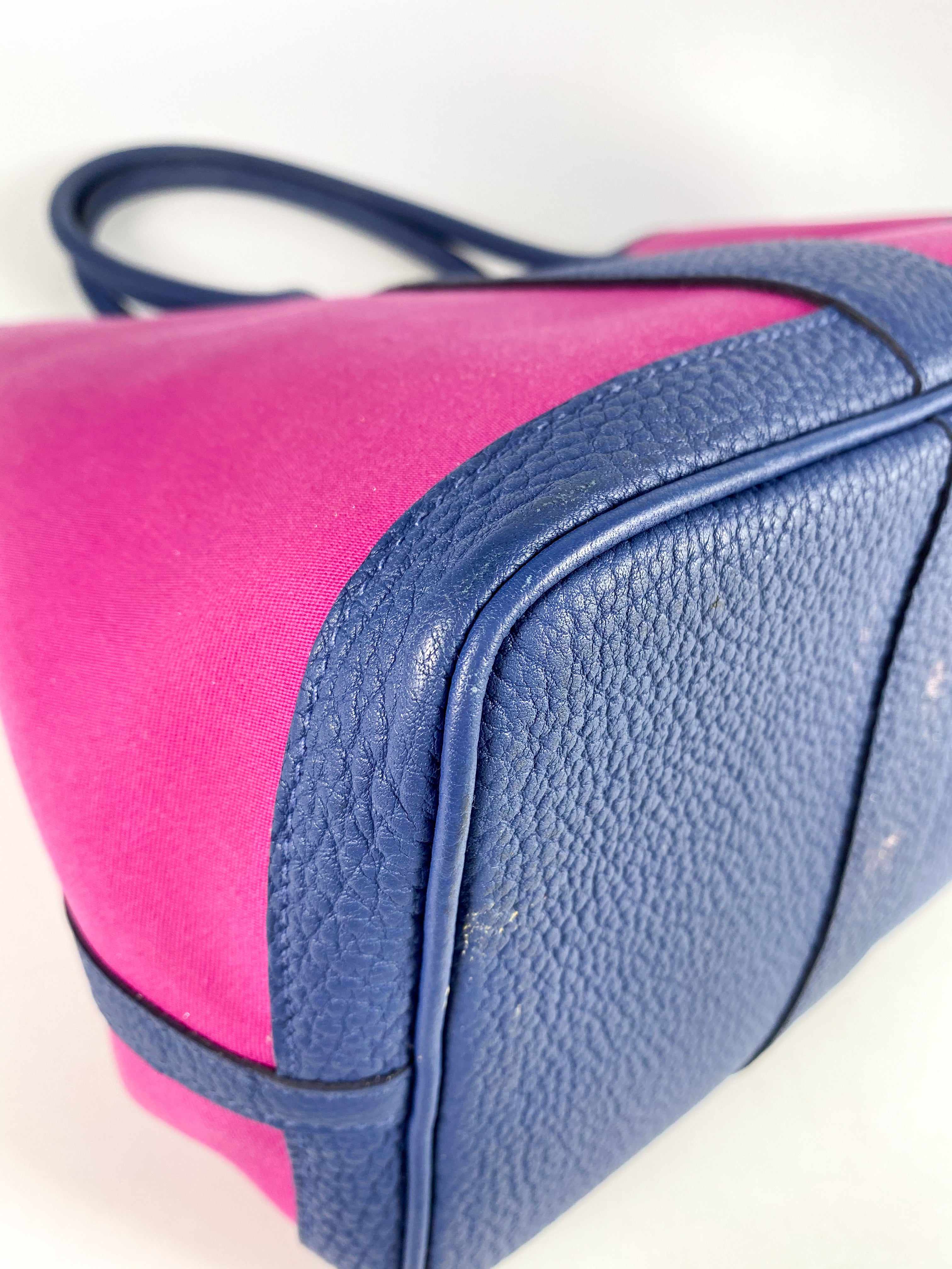 Hermes Garden Party 36 Magnolia & Bleu Brighton Canvas & Negonda Leather in Palladium Hardware Stamp C (2018)