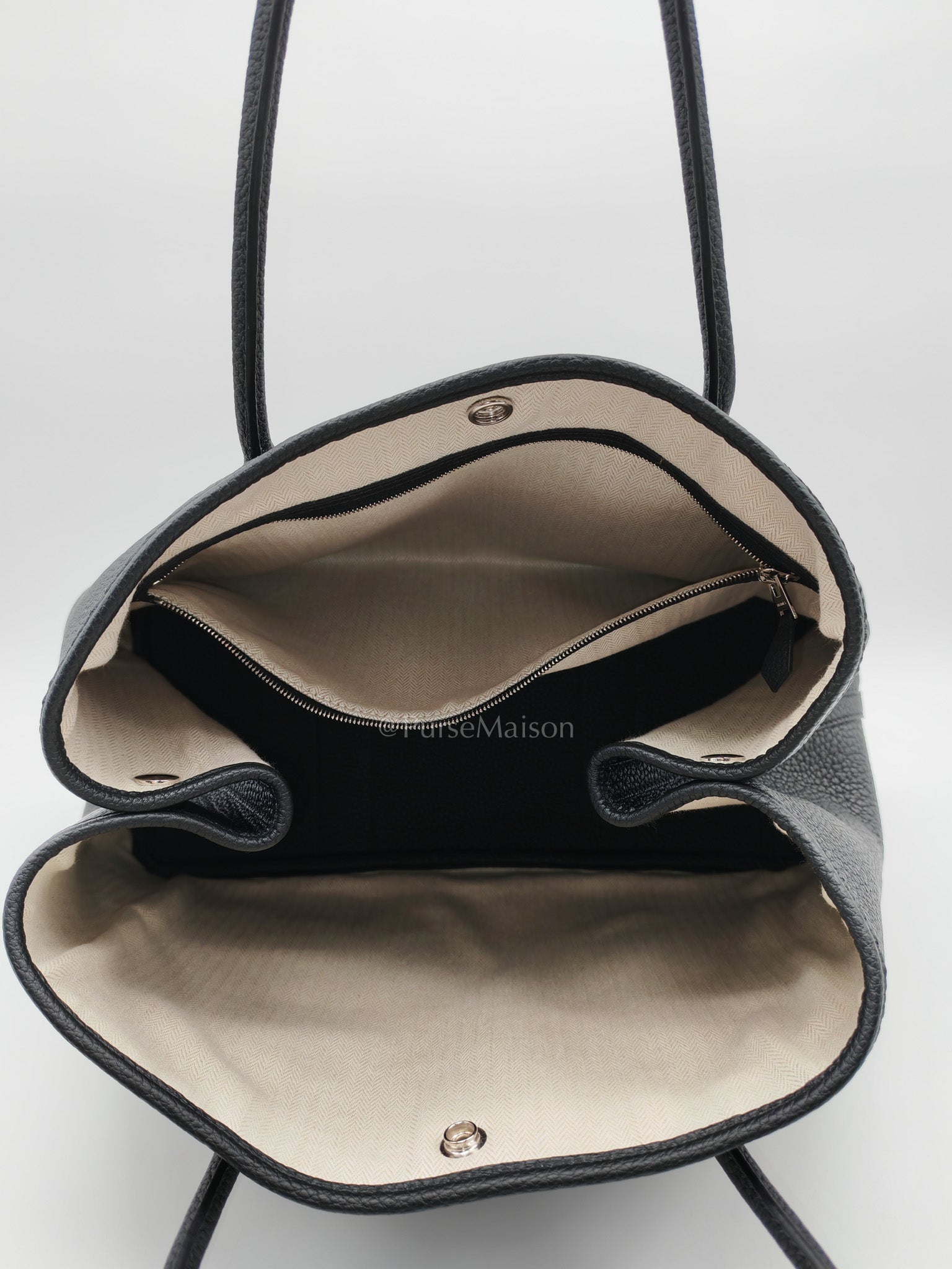 Garden Party Tote 36 (GPT) in Black Veau Negonda Leather and Palladium Hardware Stamp G (2026) | Purse Maison Luxury Bags Shop