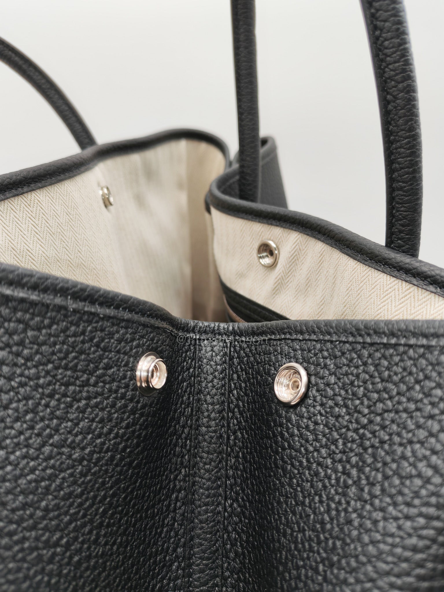 Garden Party Tote 36 (GPT) in Black Veau Negonda Leather and Palladium Hardware Stamp G (2026) | Purse Maison Luxury Bags Shop