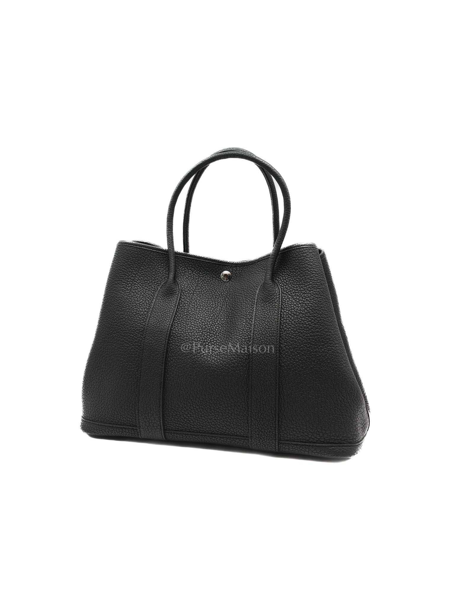 Garden Party Tote 36 (GPT) in Black Veau Negonda Leather and Palladium Hardware Stamp G (2026) | Purse Maison Luxury Bags Shop