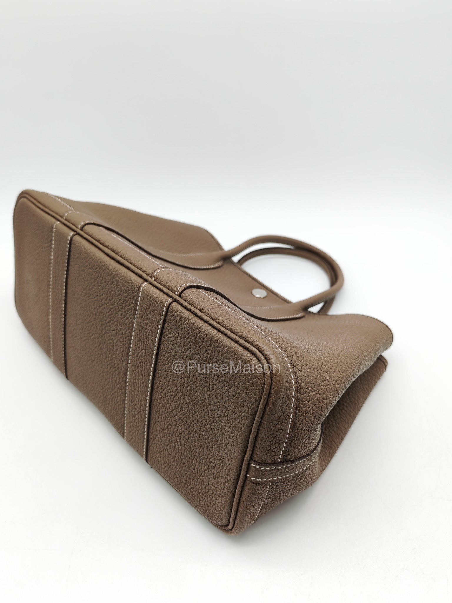 Hermes Garden Party Tote (GPT) 30 in Etoupe Negonda Leather and Palladium Hardware Stamp Y (2020) | Purse Maison Luxury Bags Shop