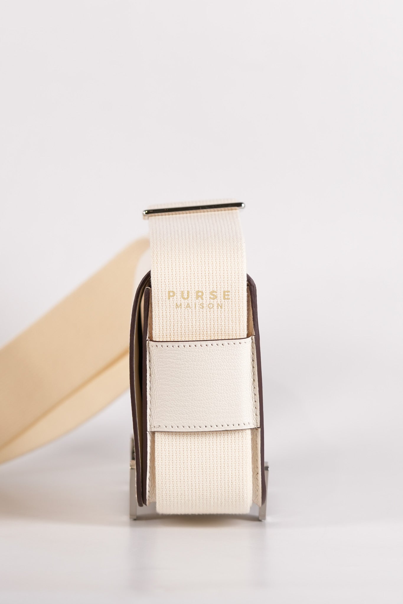 Geta in Nata Chevre Mysore Leather & Palladium Hardware Stamp W (2024) | Purse Maison Luxury Bags Shop